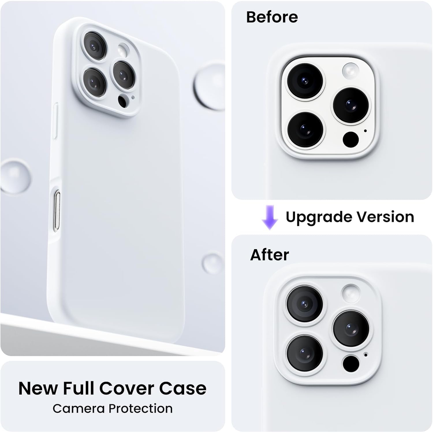 ORNARTO compatible avec l’étui iPhone 16 Pro avec 2 protecteurs d’écran, étui en caoutchouc de gel de silicone liquide antichoc, étui de protection