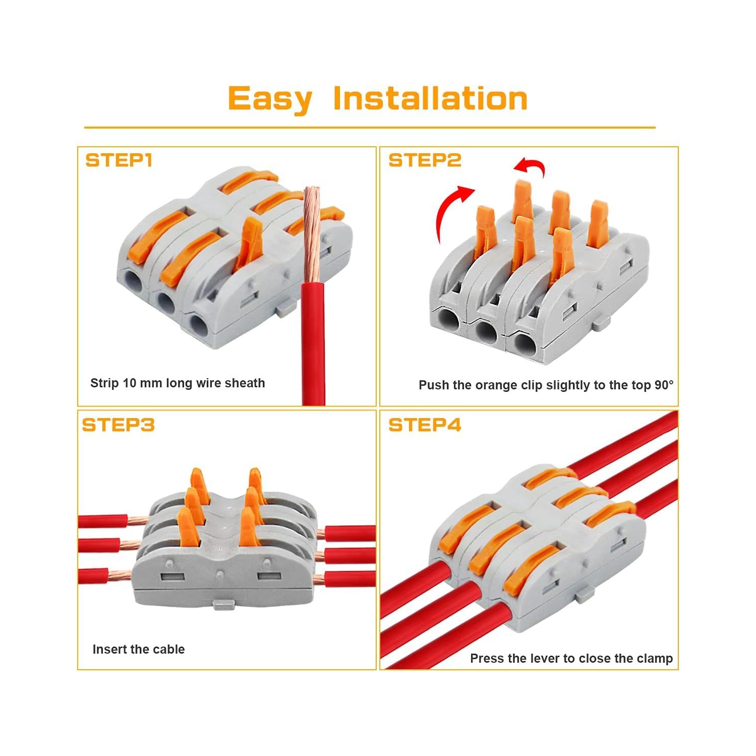 Electrical Connection Block Connection Terminal Cable Connector Conductor Clamp with Actuation Lever Bilateral Can Be Freely Combined Spring Pressure