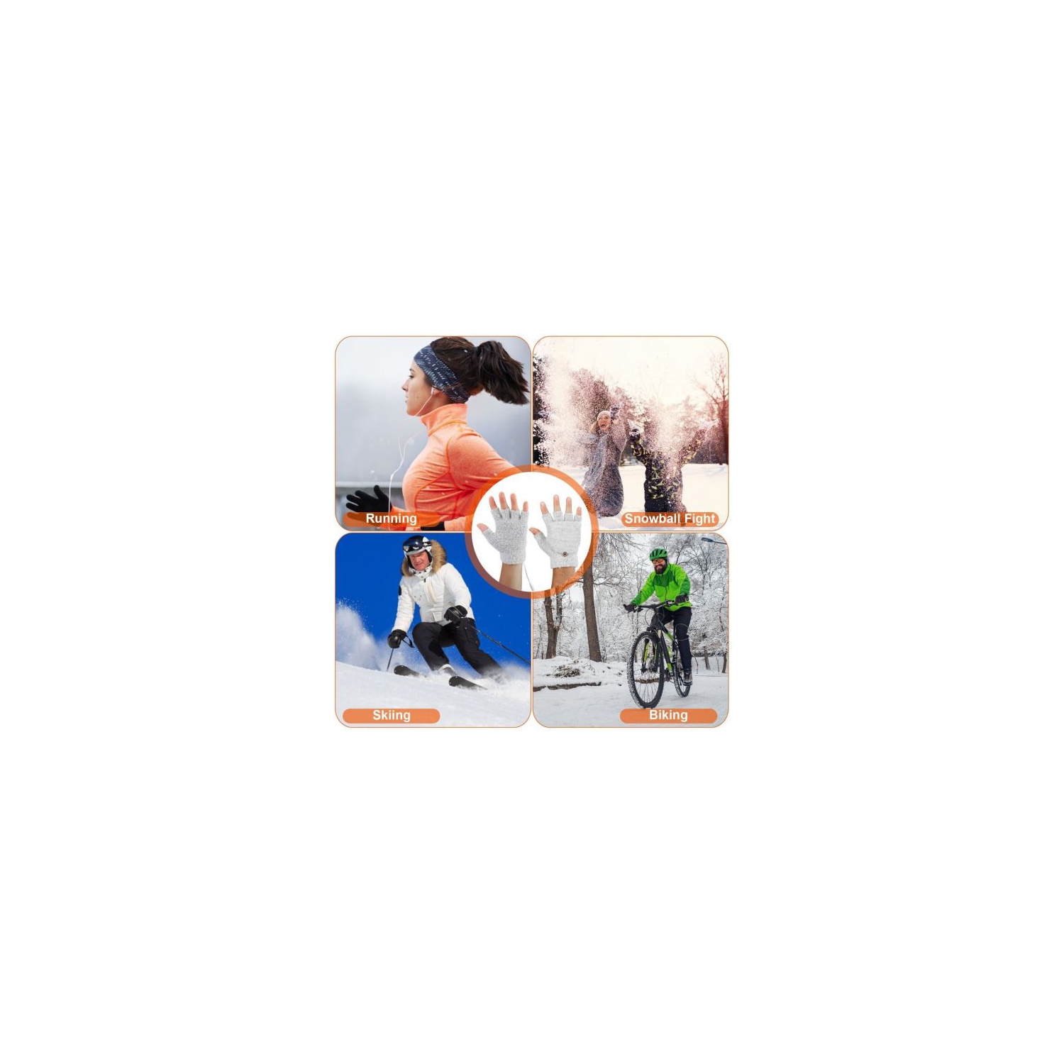 Unisex USB Heated Gloves Knitting Heating Hands Full & Half Fingerless