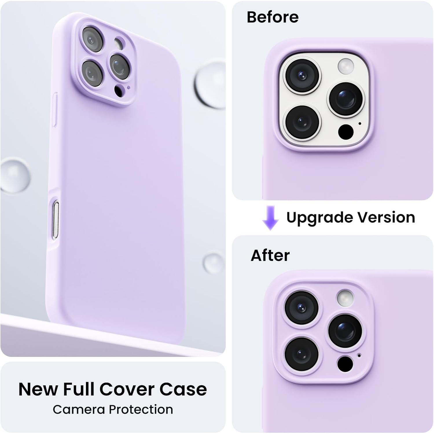 ORNARTO Compatible with iPhone 16 Pro Max Case with 2 x Screen Protector,Shockproof Liquid Silicone Gel Rubber Cover,Drop Protection Phone Case