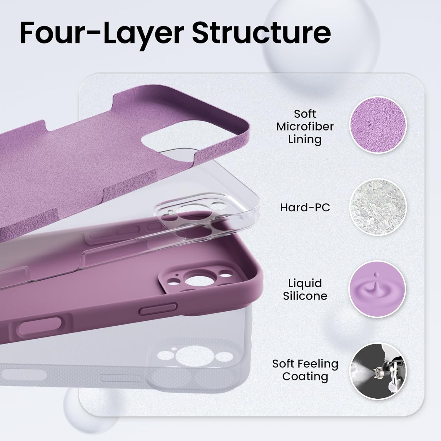 ORNARTO Compatible with iPhone 16 Pro Max Case with 2 x Screen Protector,Shockproof Liquid Silicone Gel Rubber Cover,Drop Protection Phone Case