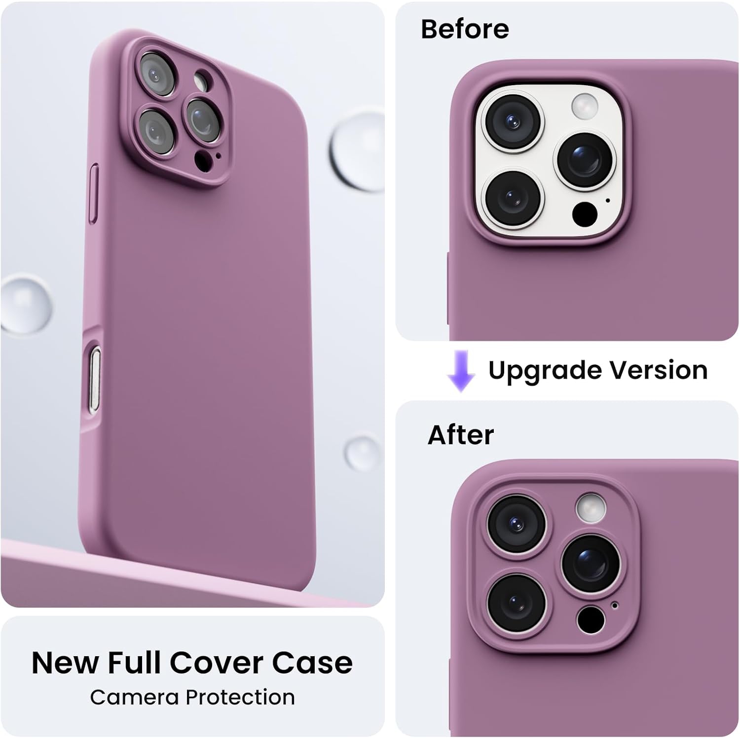 ORNARTO Compatible with iPhone 16 Pro Max Case with 2 x Screen Protector,Shockproof Liquid Silicone Gel Rubber Cover,Drop Protection Phone Case
