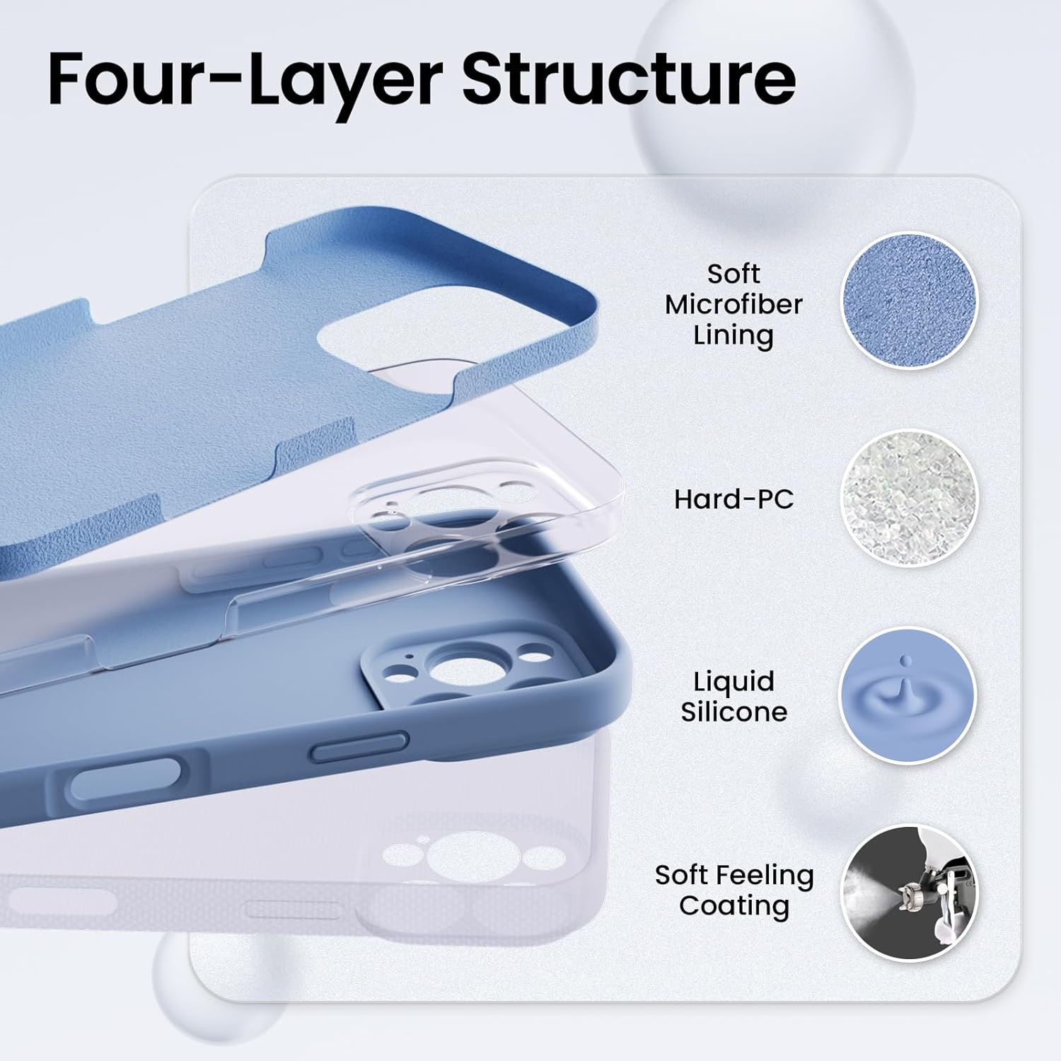 ORNARTO Compatible with iPhone 16 Pro Case with 2 x Screen Protector,Shockproof Liquid Silicone Gel Rubber Cover,Drop Protection Phone Case 6.3"