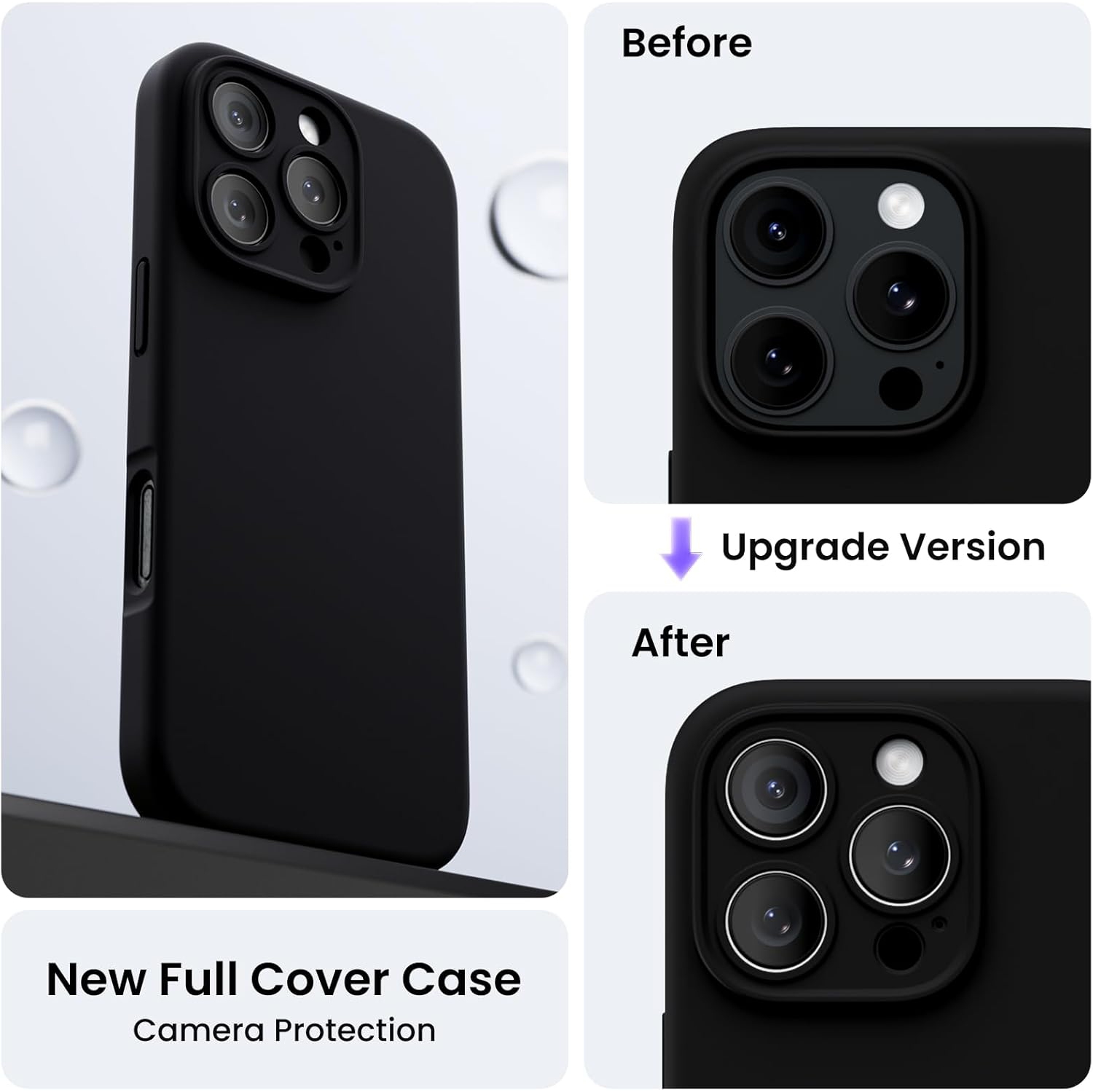 ORNARTO Compatible with iPhone 16 Pro Case with 2 x Screen Protector,Shockproof Liquid Silicone Gel Rubber Cover,Drop Protection Phone Case 6.3"