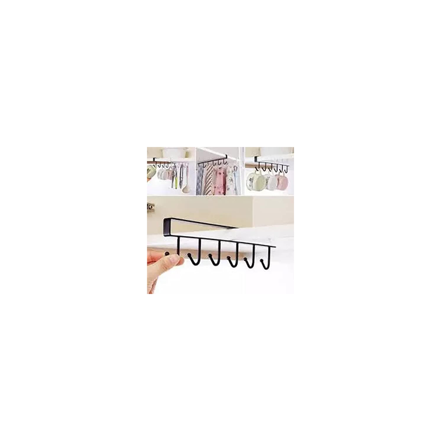 Hooks Storage Hooks Shelf Wardrobe Cabinet Metal Under Shelves Mug Cup Hanger Bathroom Kitchen Hanging Rack Hooks