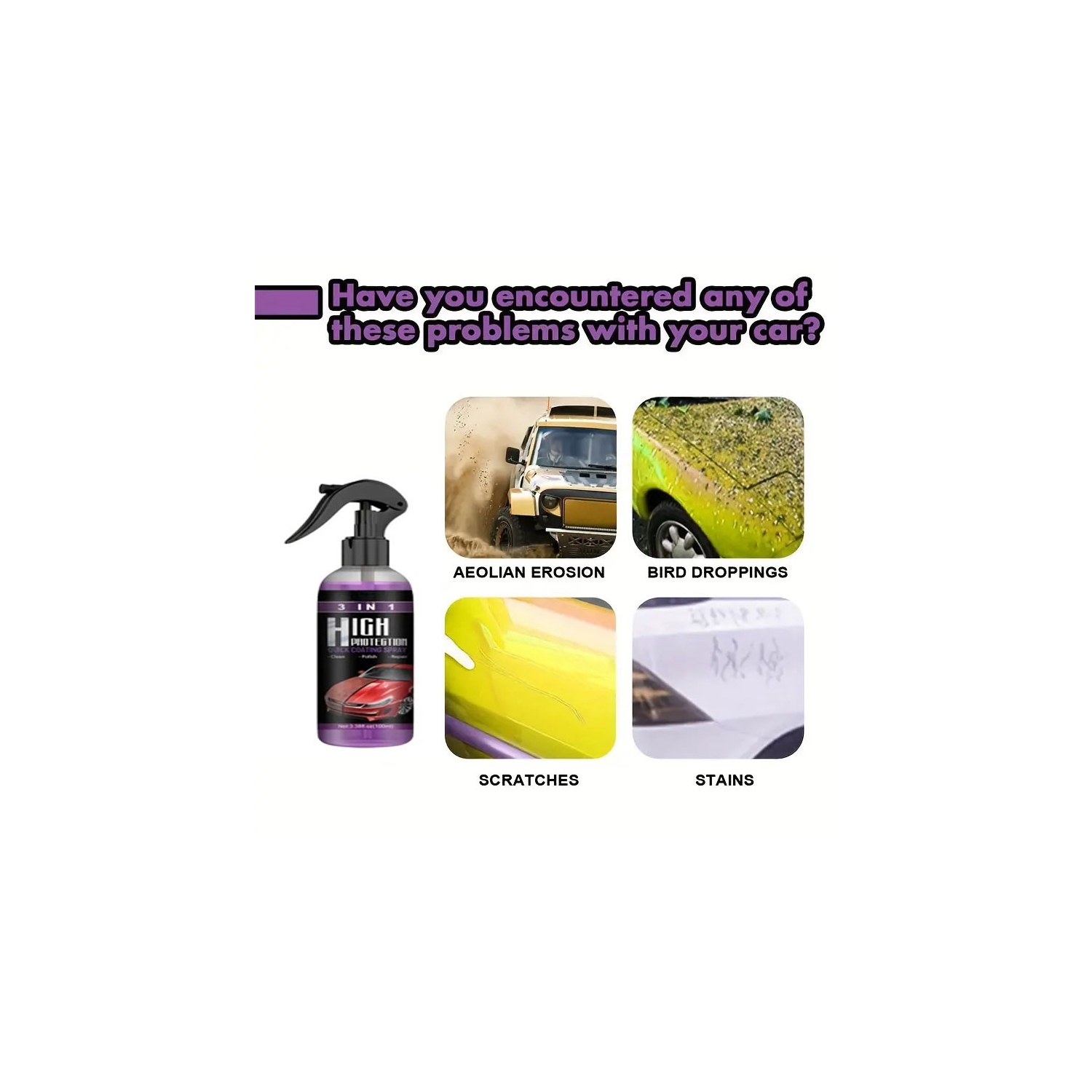 3 In 1 Ceramic Coating For Cars Spray HydroSlick Intense Gloss Shine Sio2 100ML 151.4G