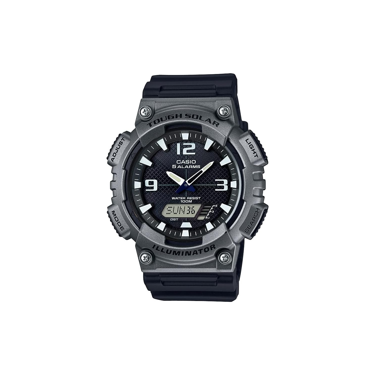 Tough Solar' Quartz Resin Casual Watch, Color: Black