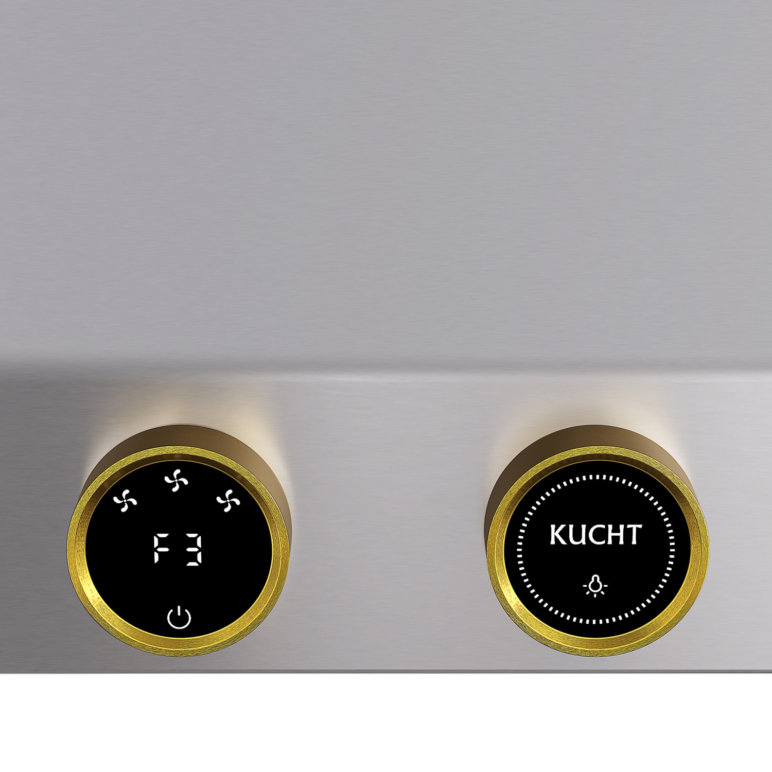 KUCHT Professional 60-inch Ducted Wall Mount Range Hood in Stainless Steel with Gold Accents and Digital Controls