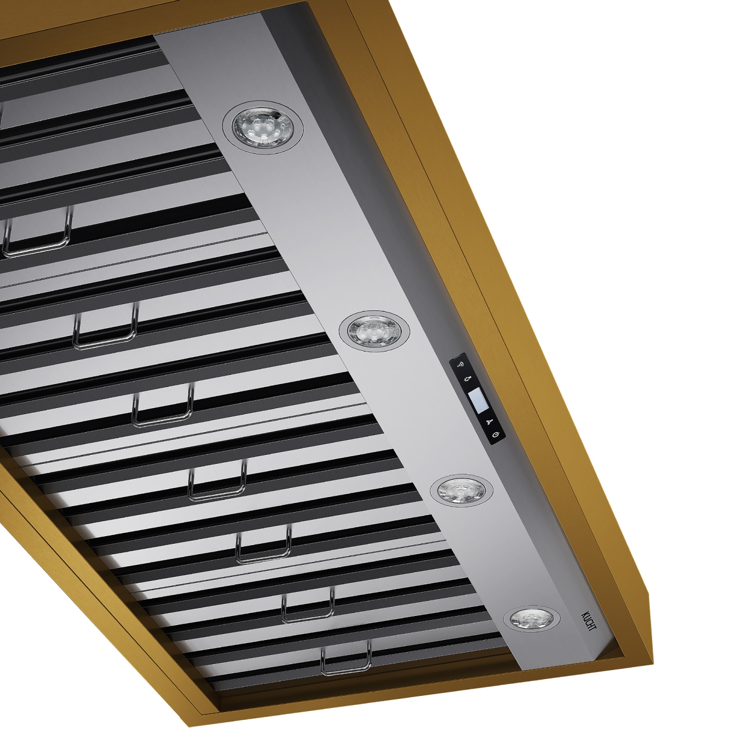 Hotte murale professionnelle 800 pi³/min 48&nbsp;po de KUCHT en acier inoxydable avec garnitures dorées