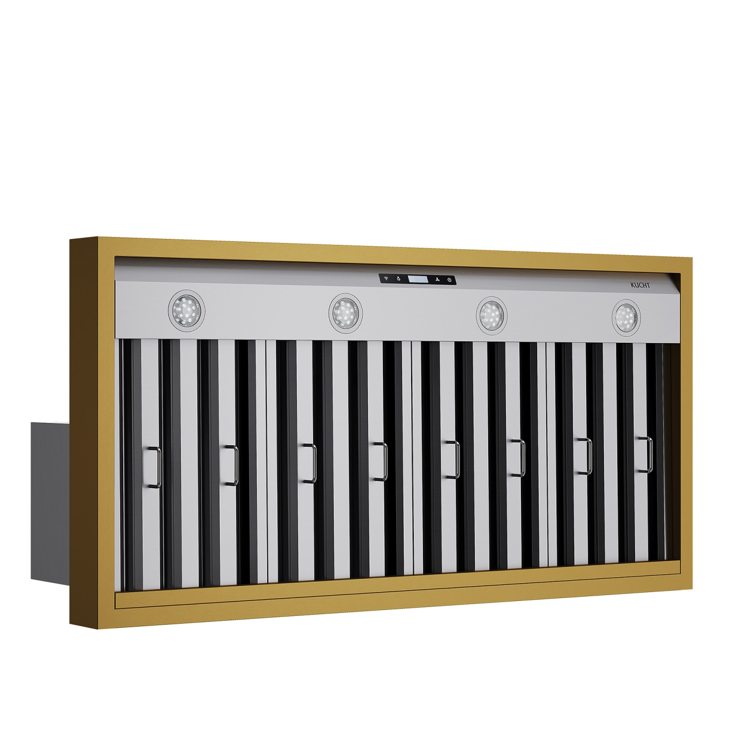 Hotte murale professionnelle 800 pi³/min 48&nbsp;po de KUCHT en acier inoxydable avec garnitures dorées