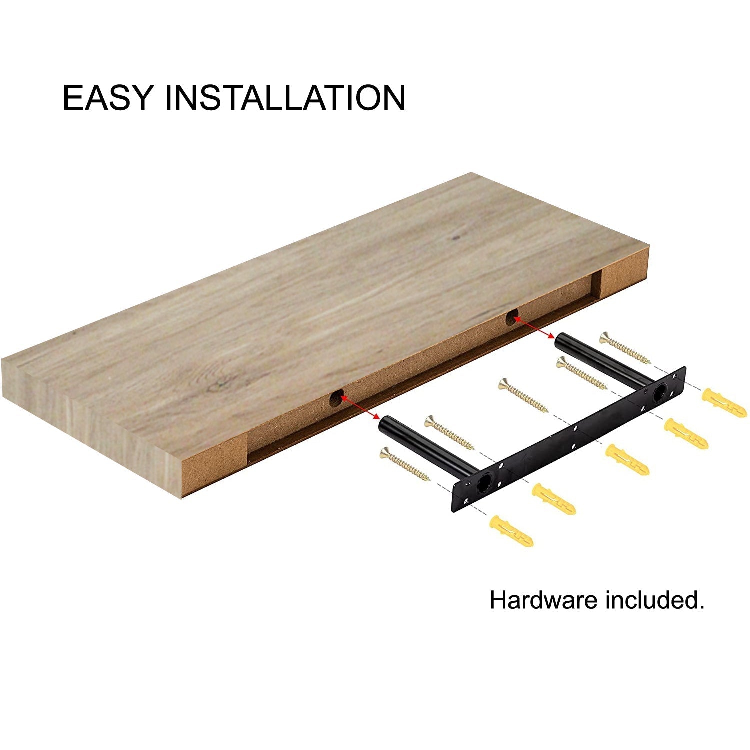 Jessar - Set of 3 Floating Wall Shelves, 15.75" x 9.25" x 1.5", Natural