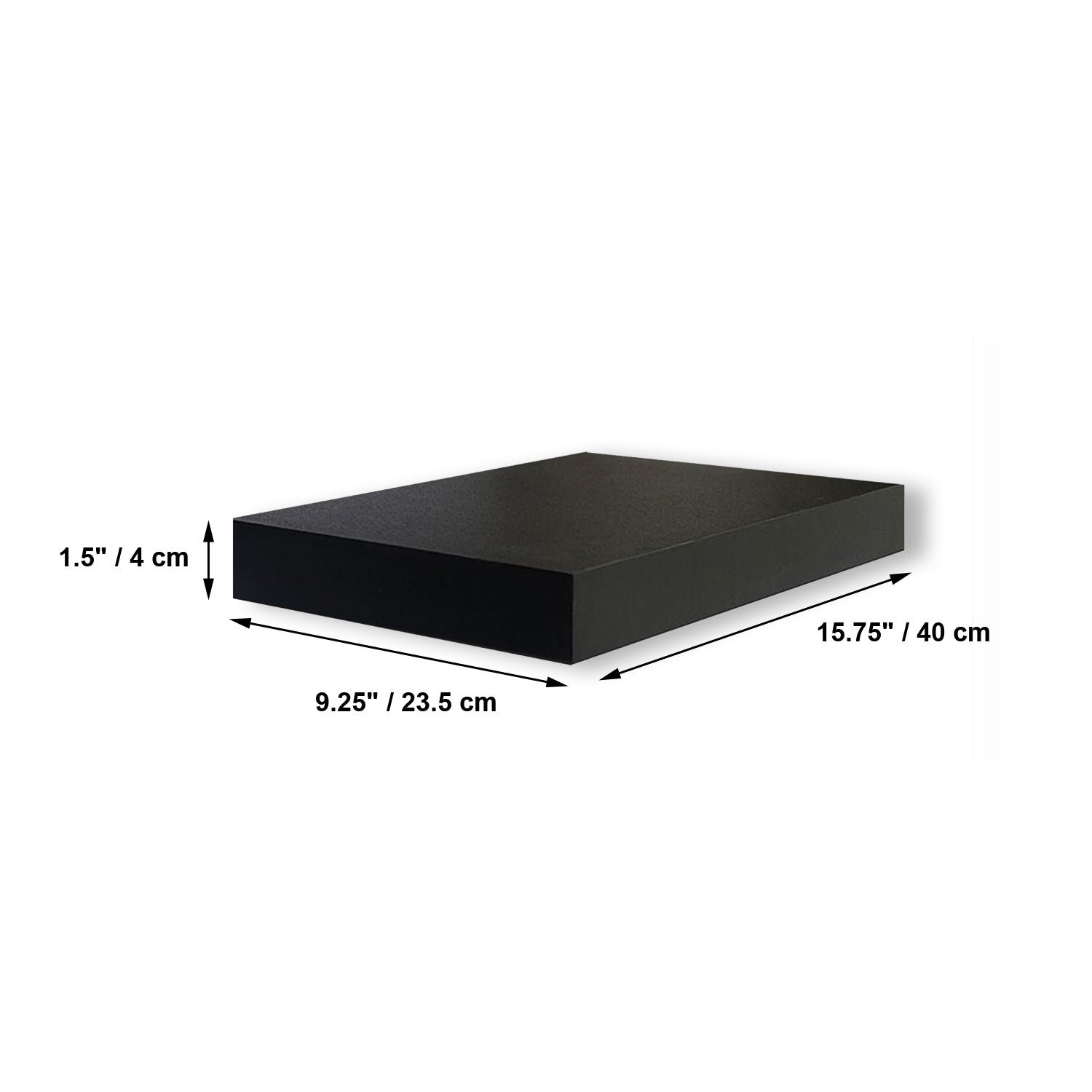 Jessar - Set of 3 Floating Wall Shelves, 15.75" x 9.25" x 1.5", Black