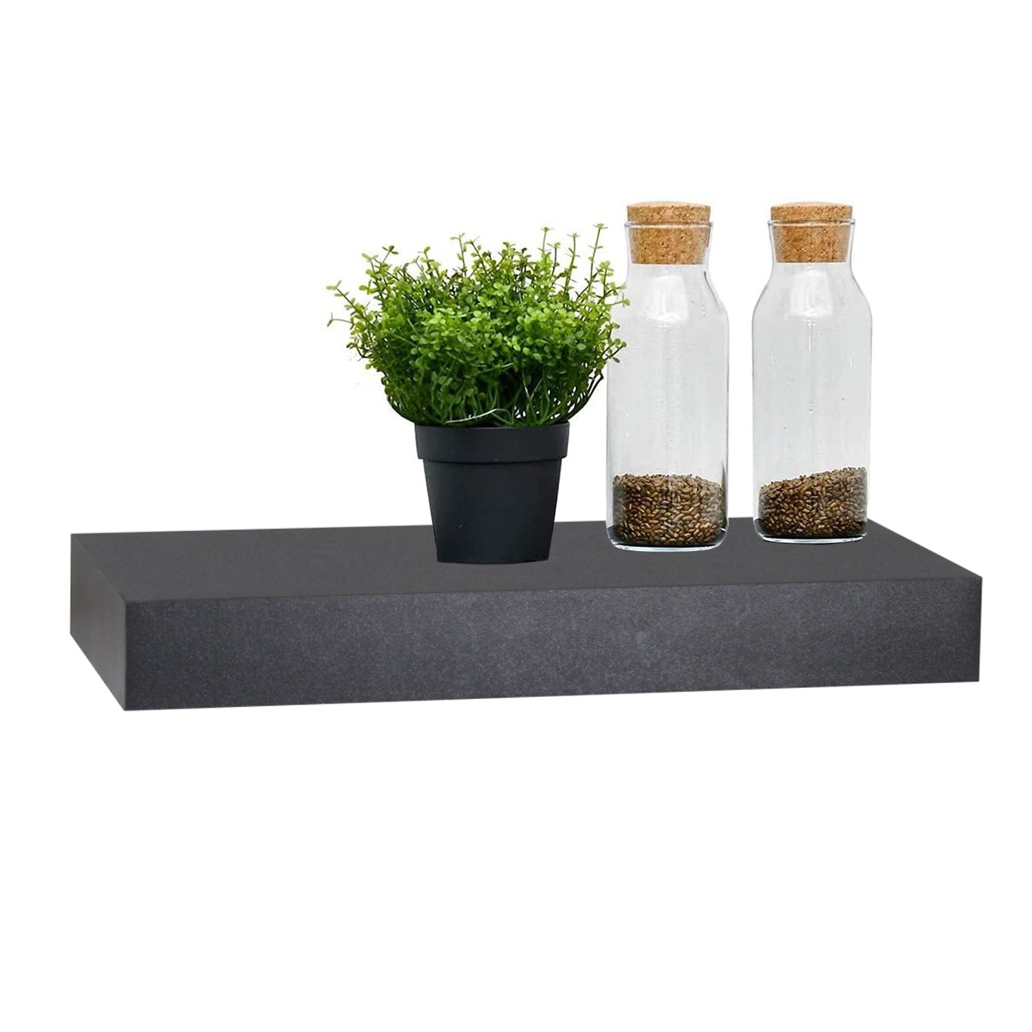 Jessar - Set of 3 Floating Wall Shelves, 15.75" x 9.25" x 1.5", Black