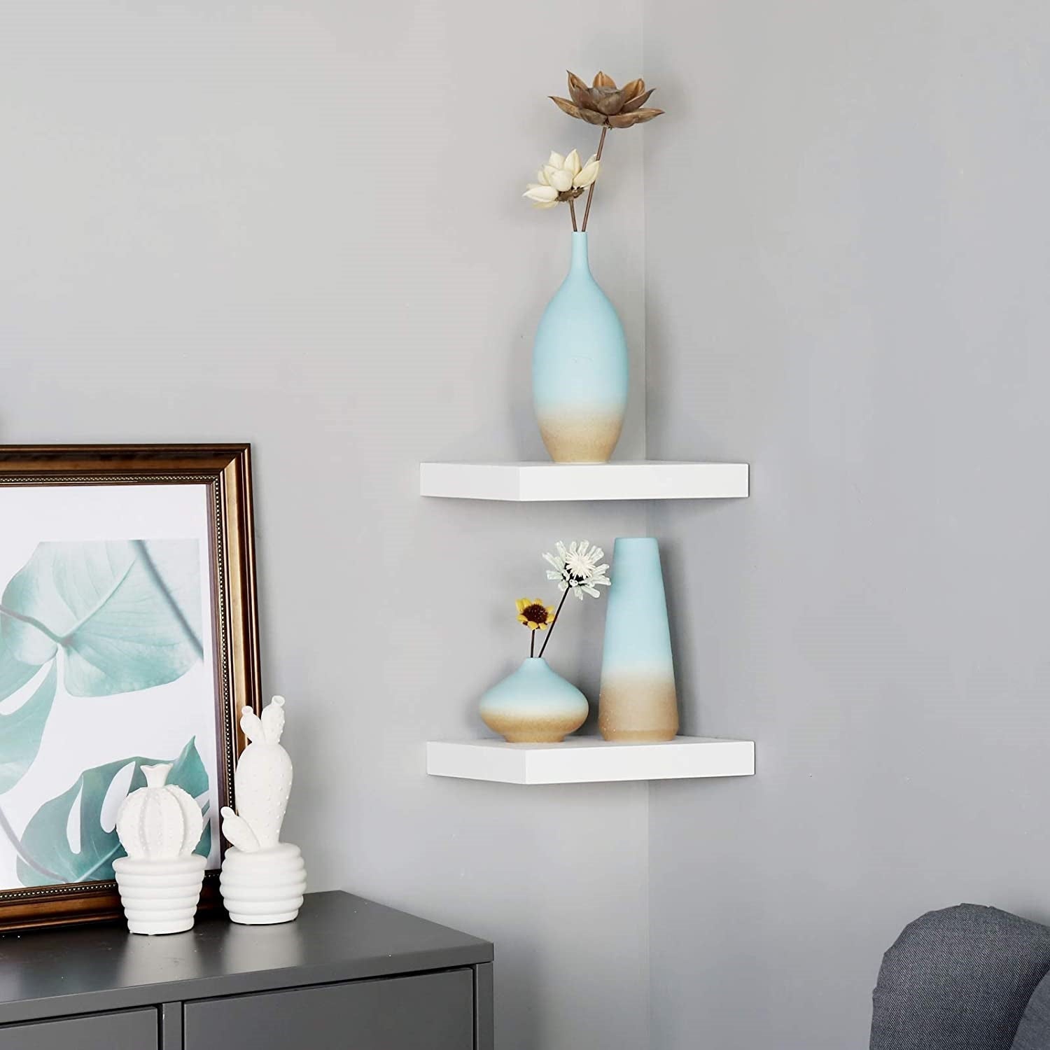 ITY International - Set of 3 Mini Floating Wall Shelf, 16" x 5.1" x 1.5", White