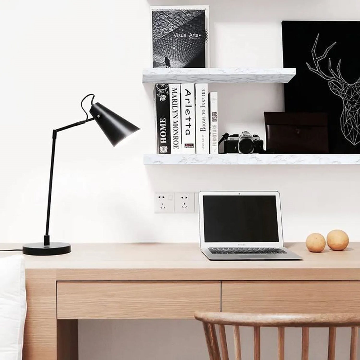 ITY International - Set of 3 Wall Mounted Floating Shelves, 23.6" x 9.25" x 1.5", White Marble