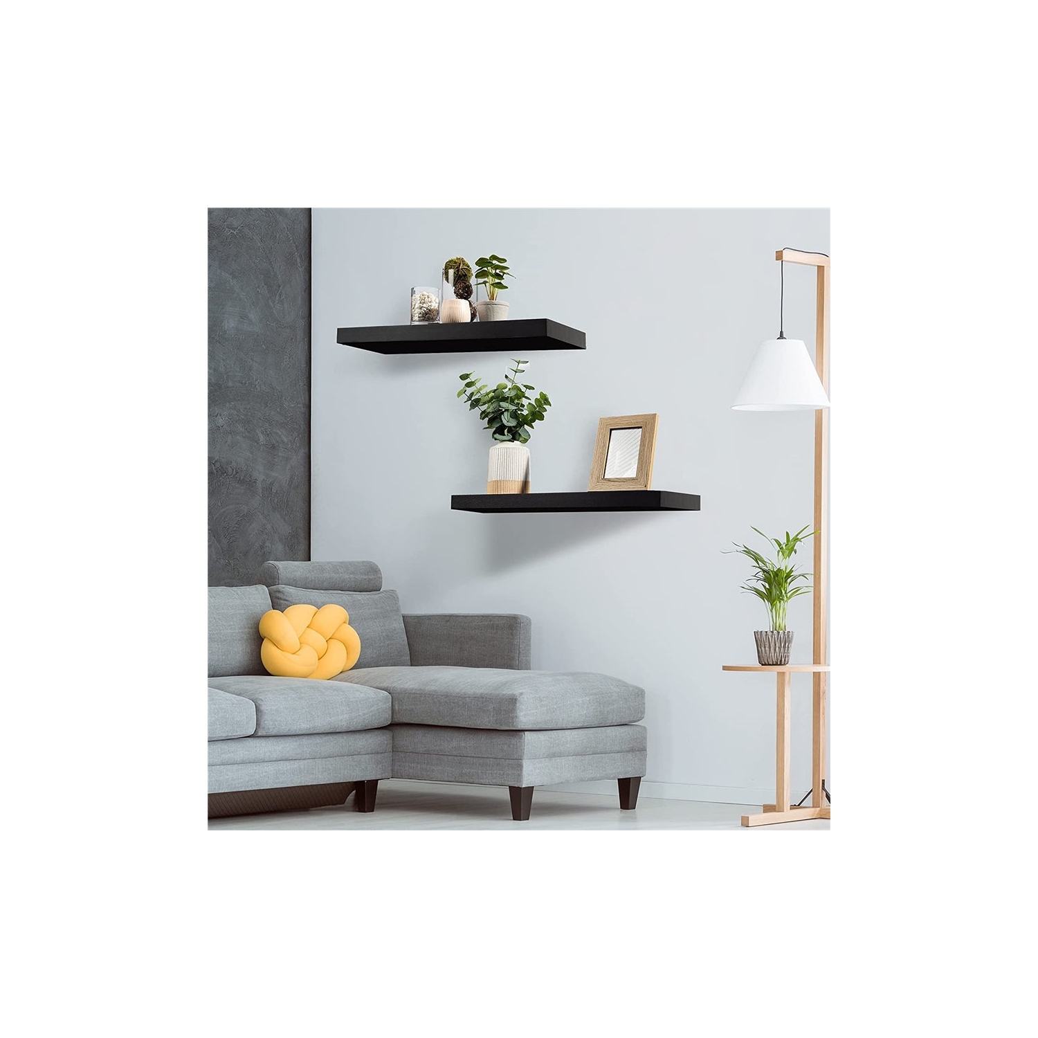 ITY International - Set of 3 Wall Mounted Floating Shelves, 31.5" x 9.25" x 1.5", Black