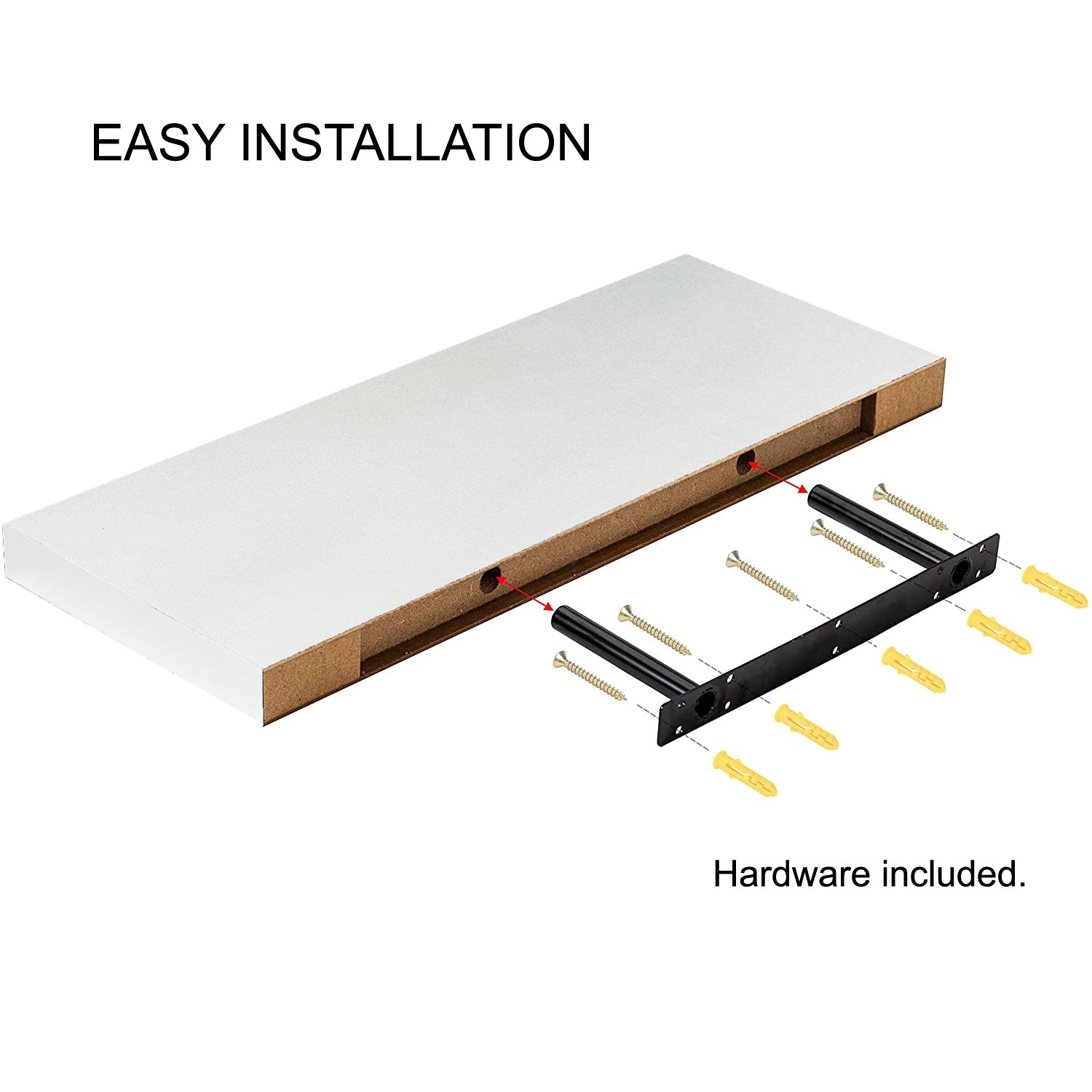 ITY International - Set of 3 Wall Mounted Floating Shelves, 31.5" x 9.25" x 1.5", White