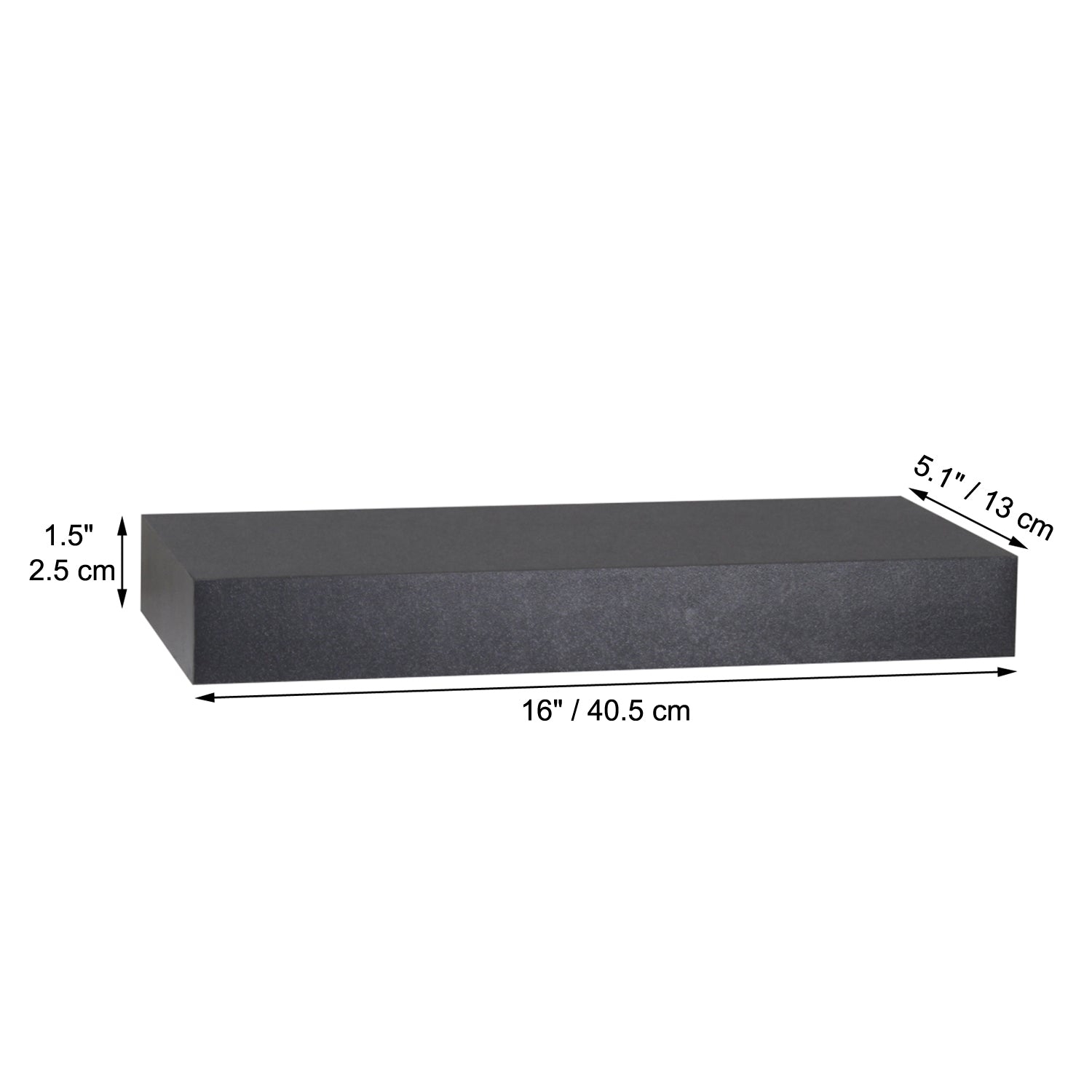 ITY International - Set of 3 Mini Floating Wall Shelf, 16" x 5.1" x 1.5", Black