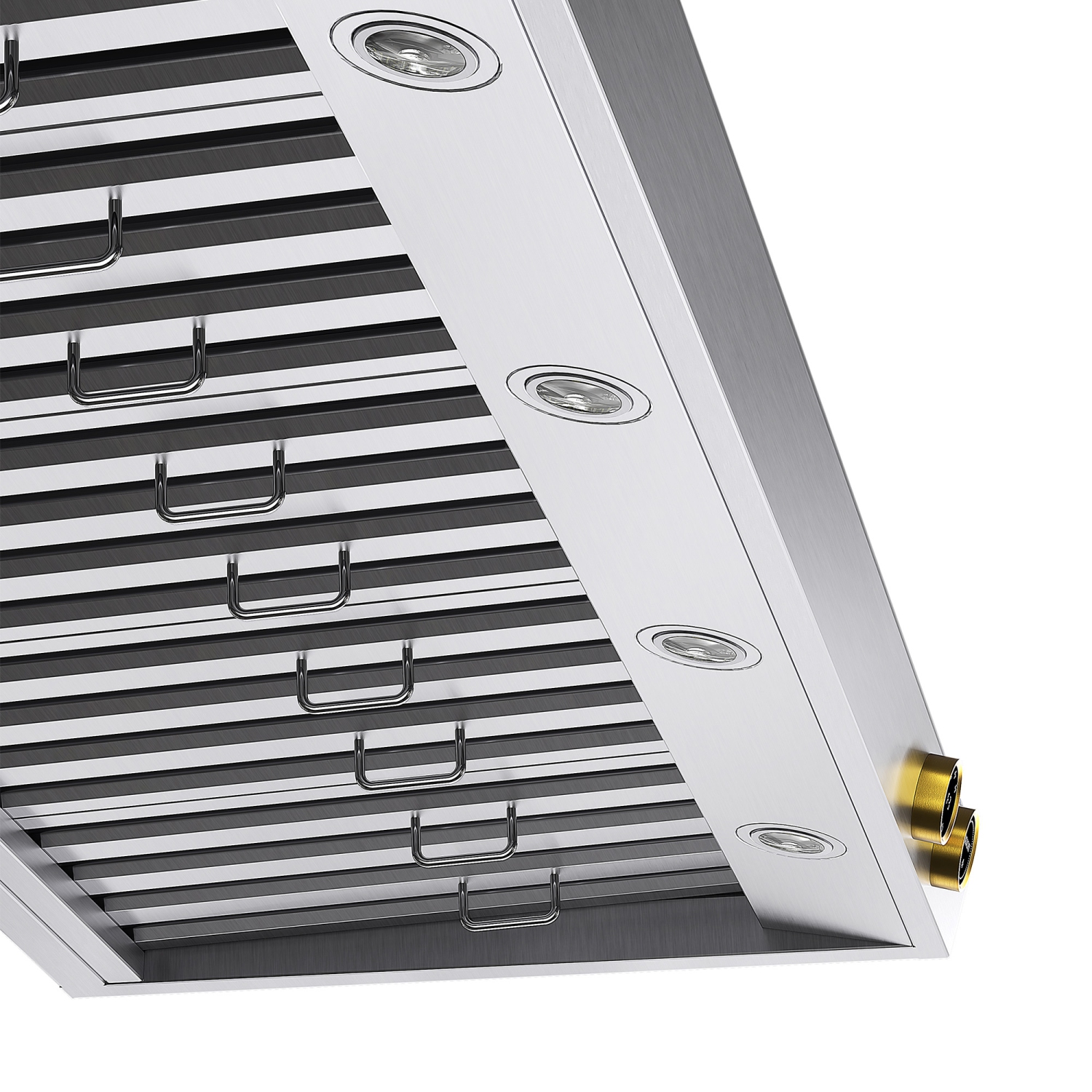 KUCHT Professional 60-inch Ducted Under Cabinet Range Hood in Stainless Steel with Gold Accents and Digital Controls