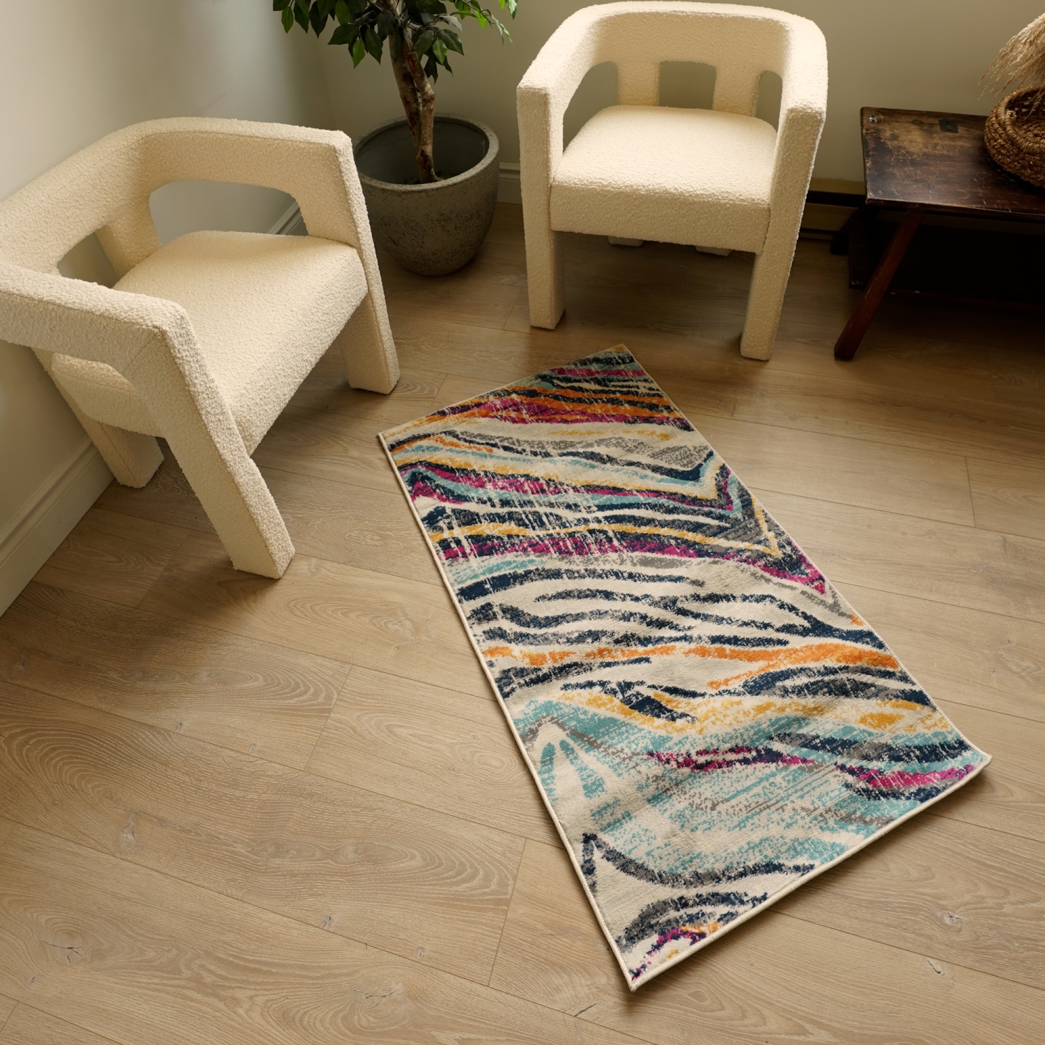 Rug Branch Zola Contemporary Abstract Wave Beige/Blue Indoor Area Rug