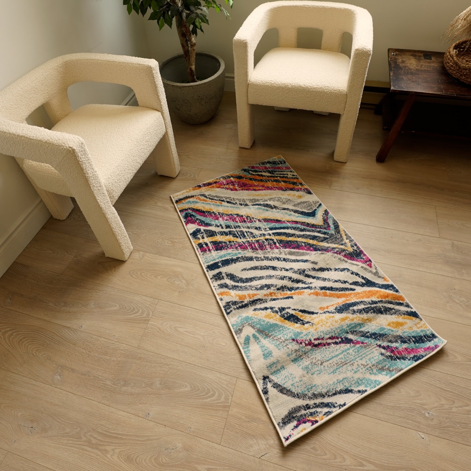 Rug Branch Zola Contemporary Abstract Wave Beige/Blue Indoor Area Rug