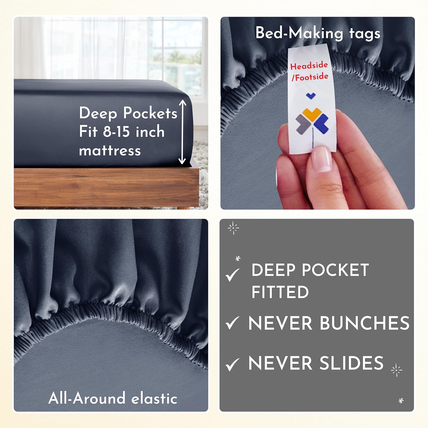 California Design Den 400 Thread Count 100% Cotton Sheets, King Size Sheet Set, 4 Pc Luxury Sheets & Pillowcases, Bedding for King Bed, Sateen, Deep