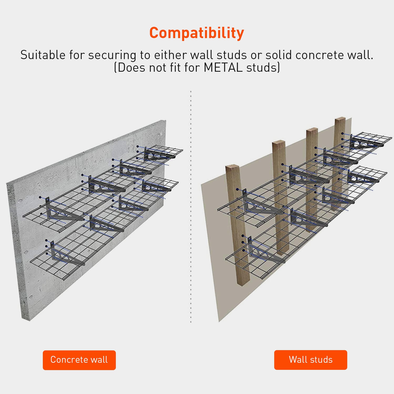 Paquet de 2 tablettes de rangement en hauteur pour garage 6&nbsp;pi, tablette murale robuste pour garage, tablette flottante 12 x 72 po