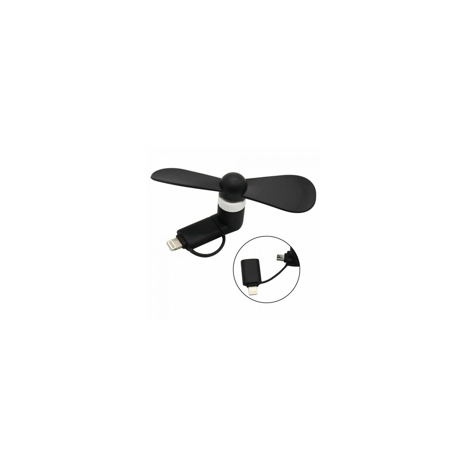 USB mini fan for iPhone and android with multi plug-Black