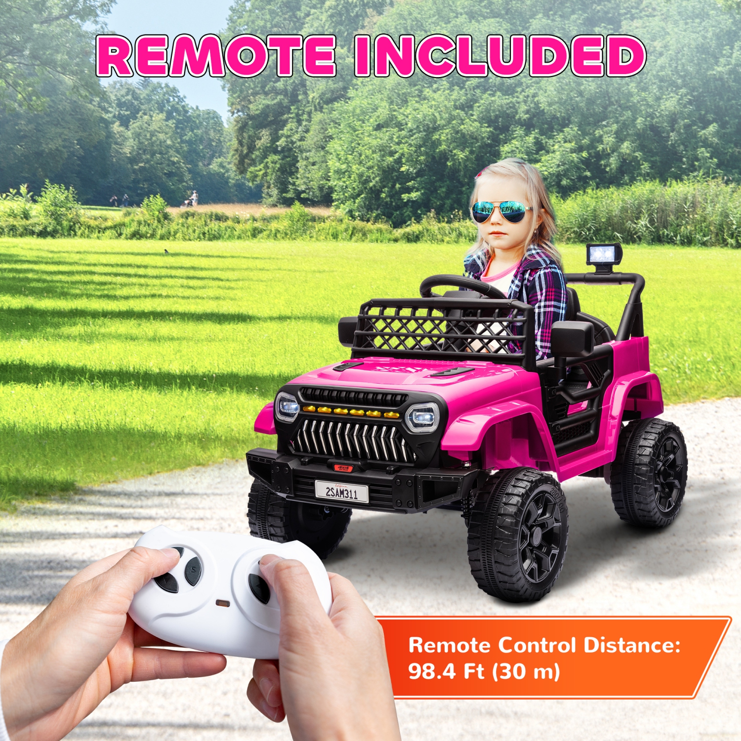 Qaba 12V Ride on Truck Car, Electric Car for Kids with Remote Control, Openable Doors, Spring Suspension, 3 Speeds, USB Music Horn, LED Headlights,