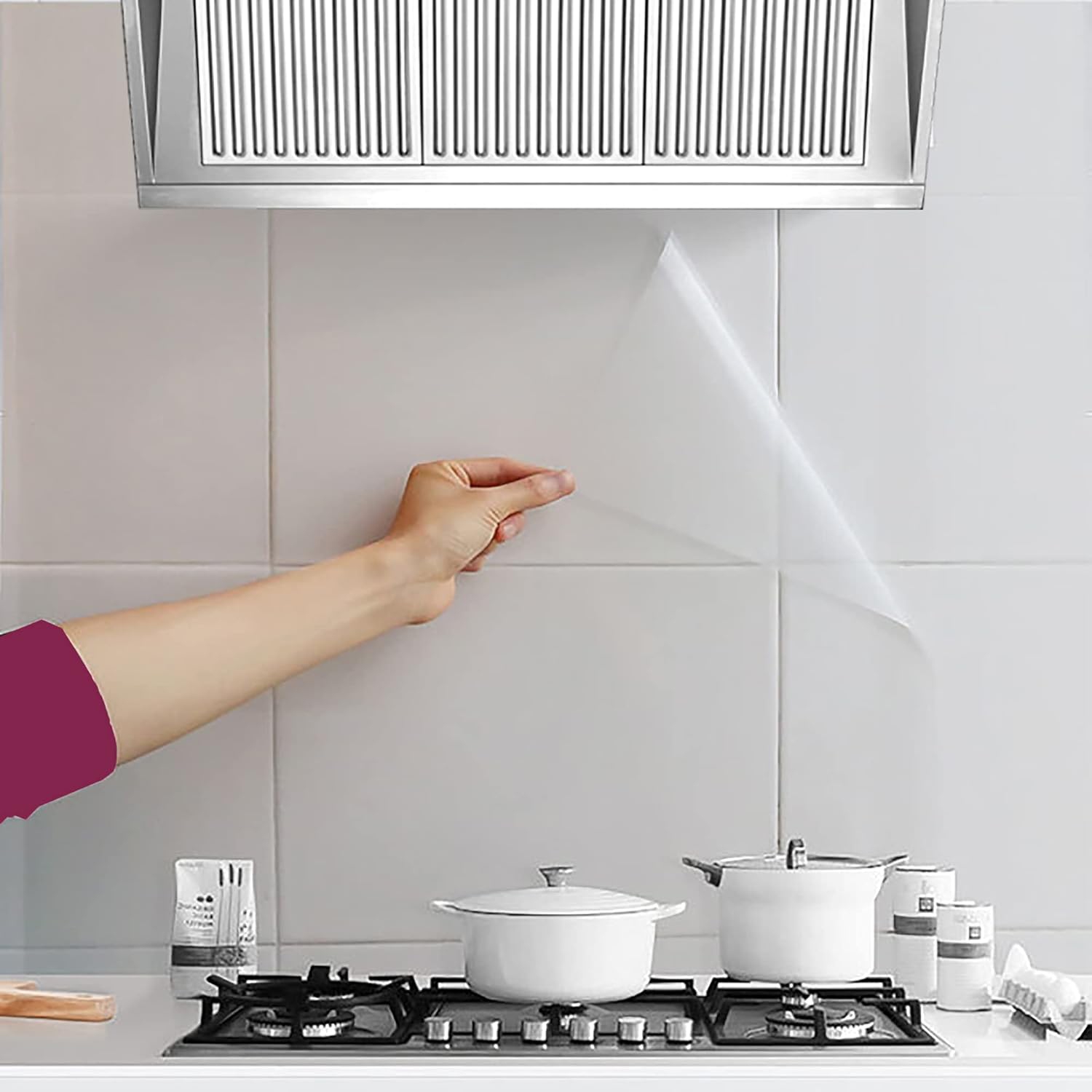 Clear Oil-Proof Kitchen Sticker 1roll Semi-Transparent Film,Kitchen Greaseproof Sticker Clear Wall Renovation Waterproof Wall Sticker, Oil-Proof Wall