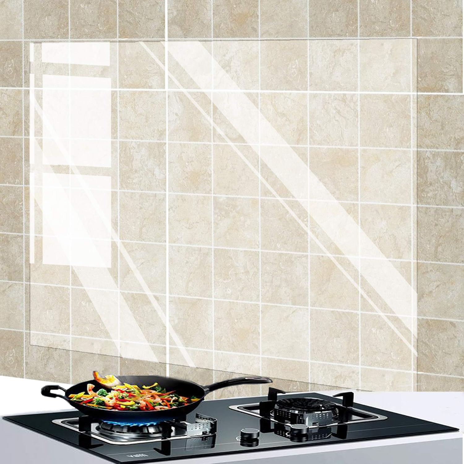 Clear Oil-Proof Kitchen Sticker 1roll Semi-Transparent Film,Kitchen Greaseproof Sticker Clear Wall Renovation Waterproof Wall Sticker, Oil-Proof Wall