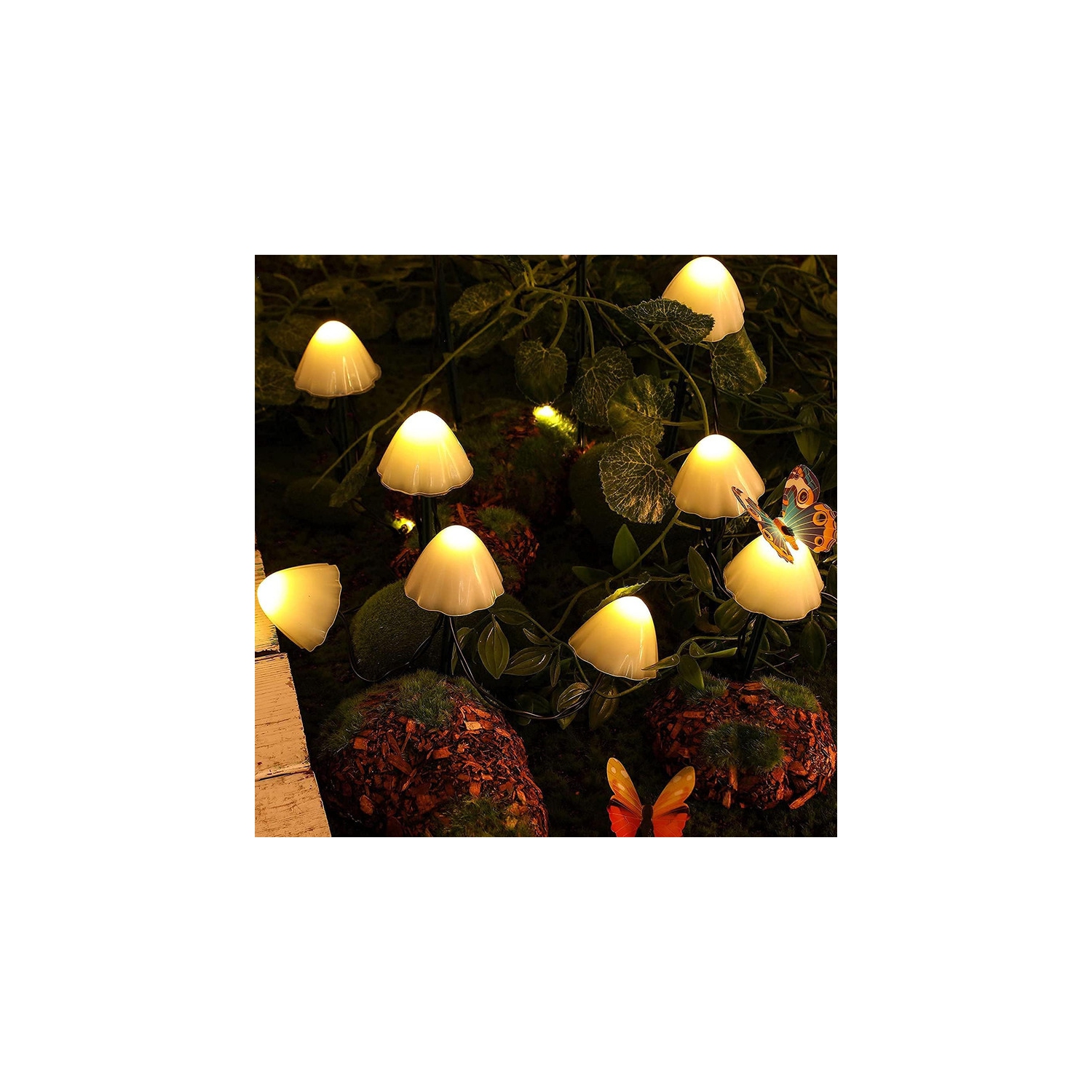 YOULIGHTS 16.5ft Outdoor Solar Garden Lights, Cute Mushroom Shaped Decorative Lights, Mushroom Solar String Lights, Fairy String Lights for Garden