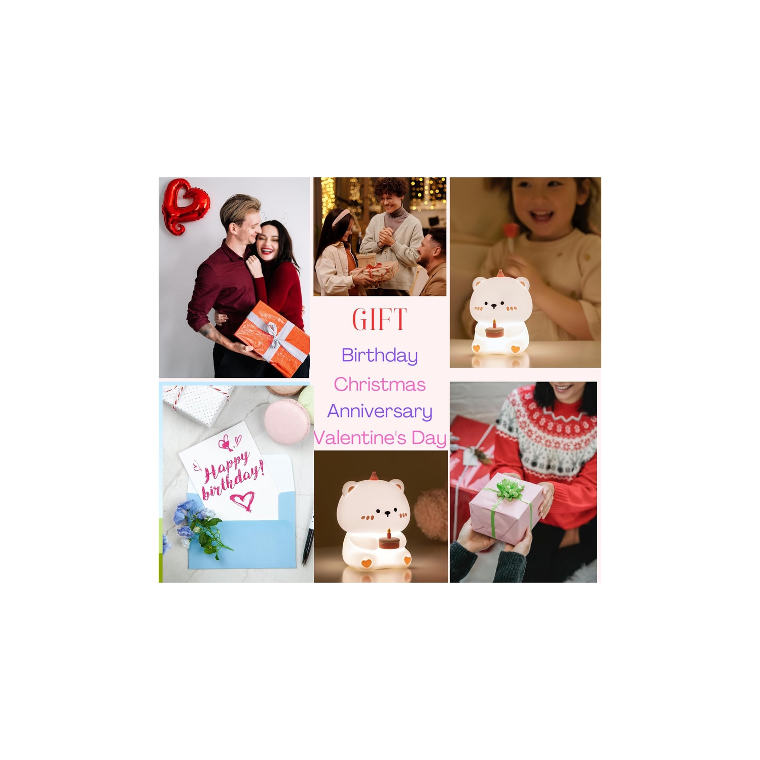 Veilleuse Ours YOULIGHTS, lampe ours, veilleuse gâteau pour chambre de bébé, veilleuse douce en silicone, intensité réglable et rechargeable pour