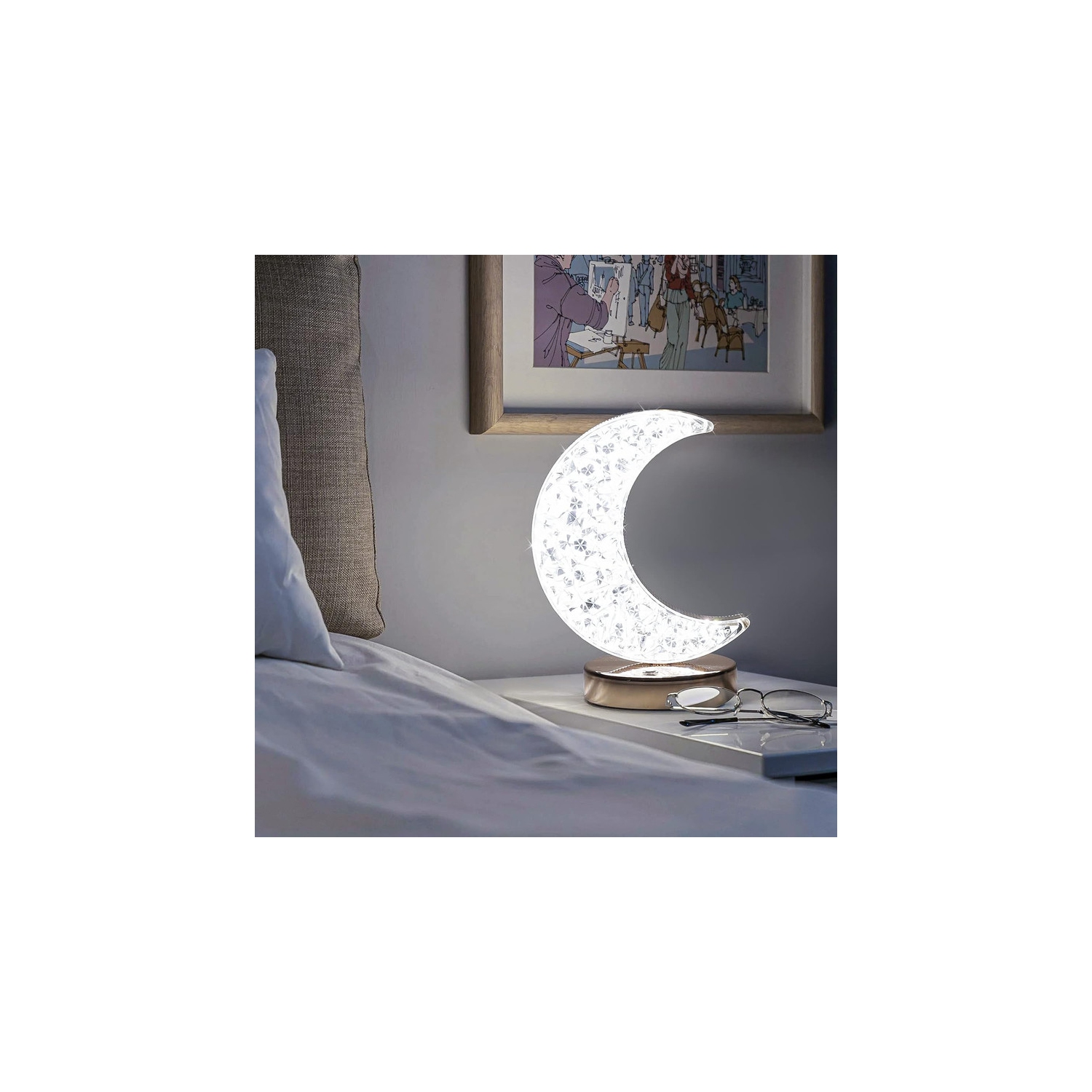 Lampe de table décorative, 3 modes de couleur, lampe de table rechargeable, lampe tactile sans fil à intensité réglable, jolie veilleuse pour chambre