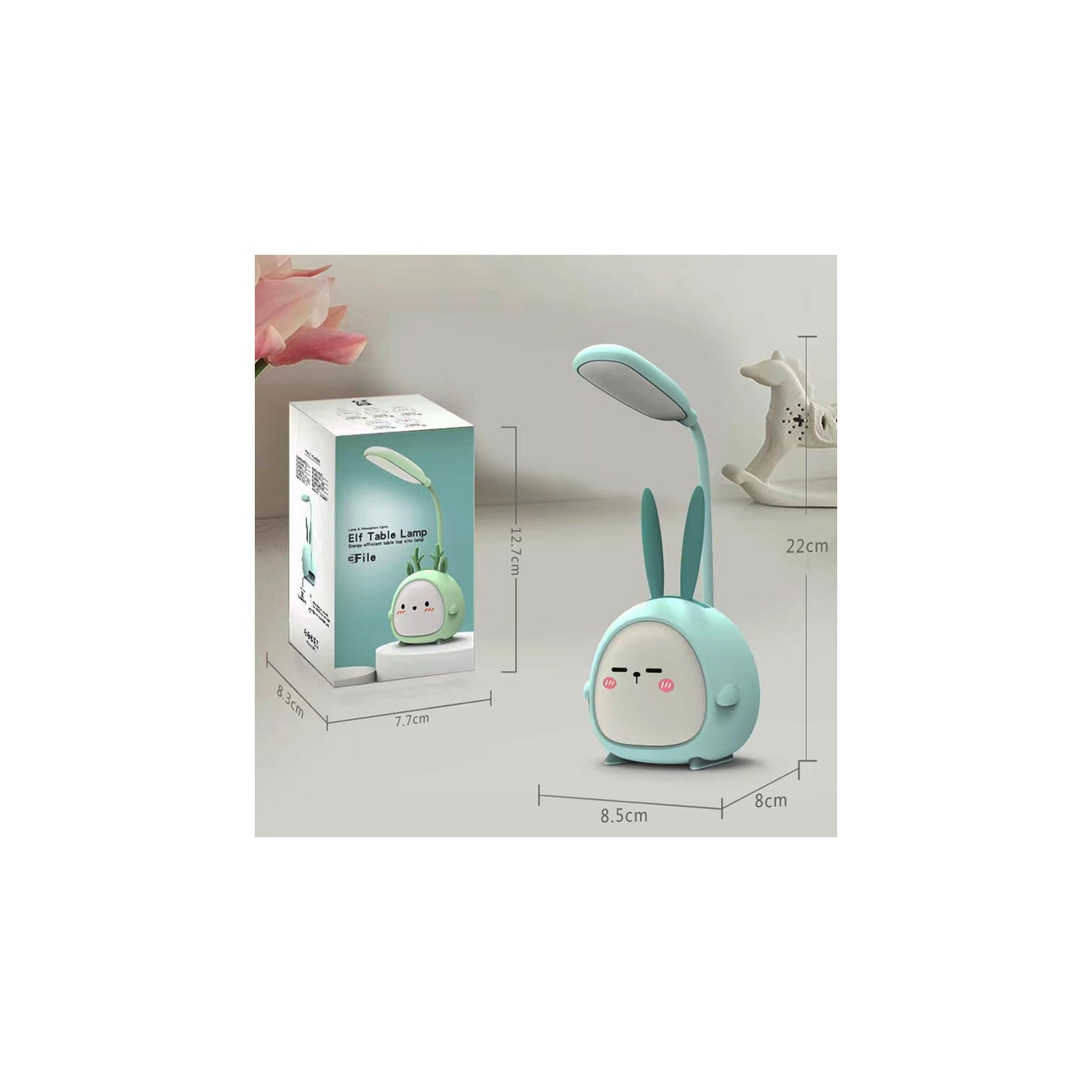 YOULIGHTS Cute Night Light, Portable Mini Rabbit LED Table Lamp, Foldable USB Rechargeable, Suitable for Reading Lamp, Bedroom, Study Room and