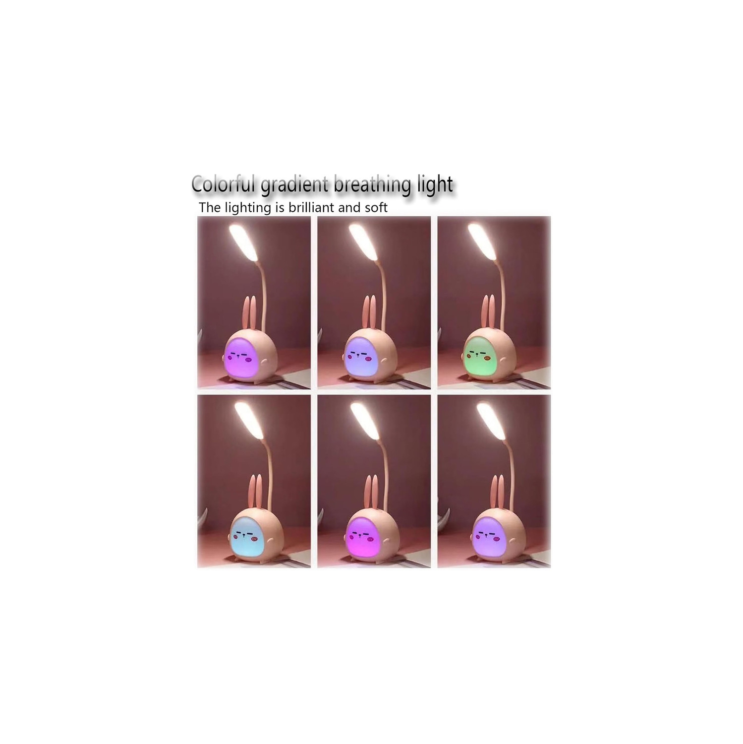 YOULIGHTS Cute Night Light, Portable Mini Rabbit LED Table Lamp, Foldable USB Rechargeable, Suitable for Reading Lamp, Bedroom, Study Room and