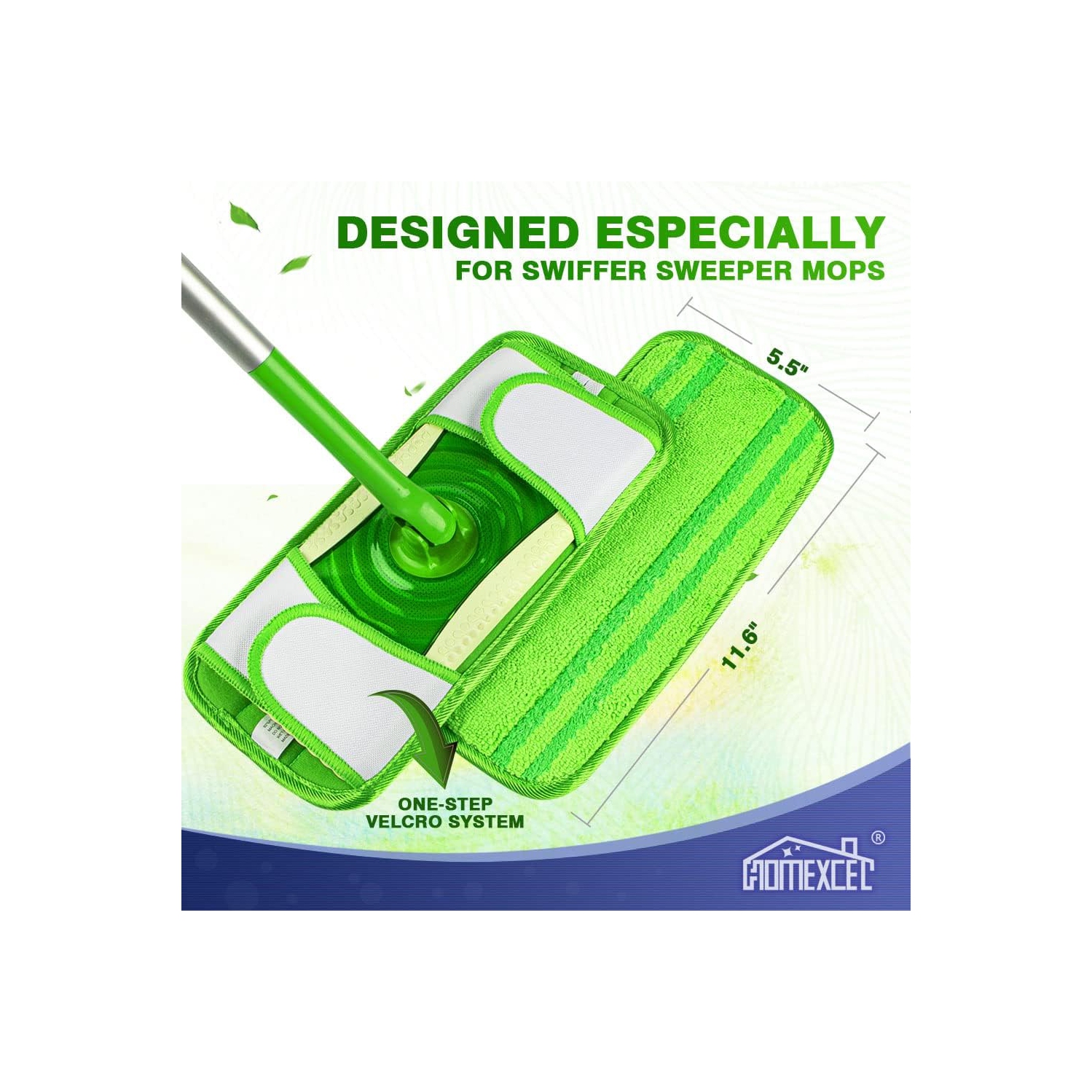 HOMEXCEL Microfiber Mop Pads Compatible with Swiffer Sweeper Mops, Reusable and Machine Washable Floor Mop Pad Refills, Mop Head Replacements for