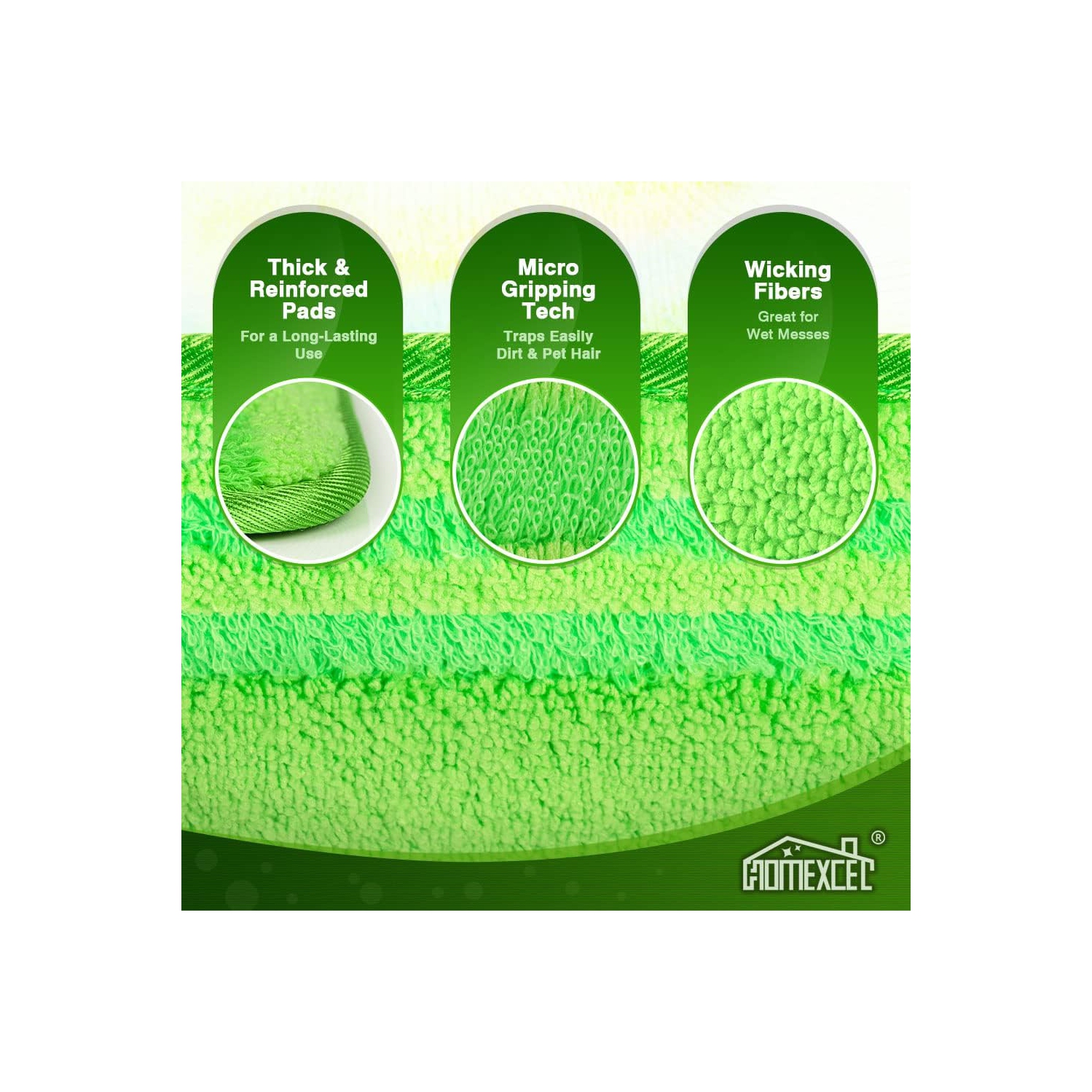 HOMEXCEL Microfiber Mop Pads Compatible with Swiffer Sweeper Mops, Reusable and Machine Washable Floor Mop Pad Refills, Mop Head Replacements for