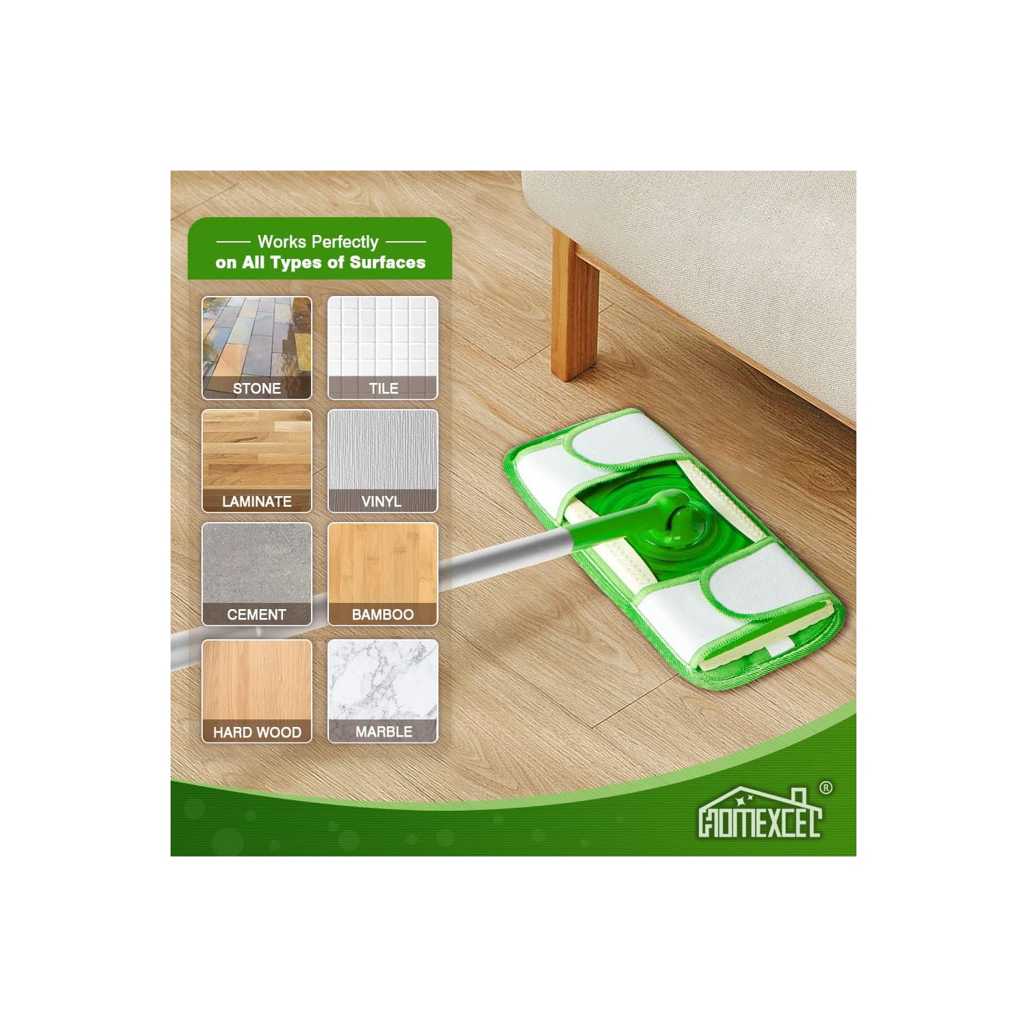 HOMEXCEL Microfiber Mop Pads Compatible with Swiffer Sweeper Mops, Reusable and Machine Washable Floor Mop Pad Refills, Mop Head Replacements for