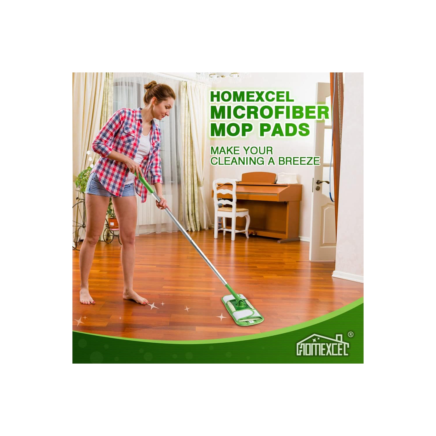 HOMEXCEL Microfiber Mop Pads Compatible with Swiffer Sweeper Mops, Reusable and Machine Washable Floor Mop Pad Refills, Mop Head Replacements for