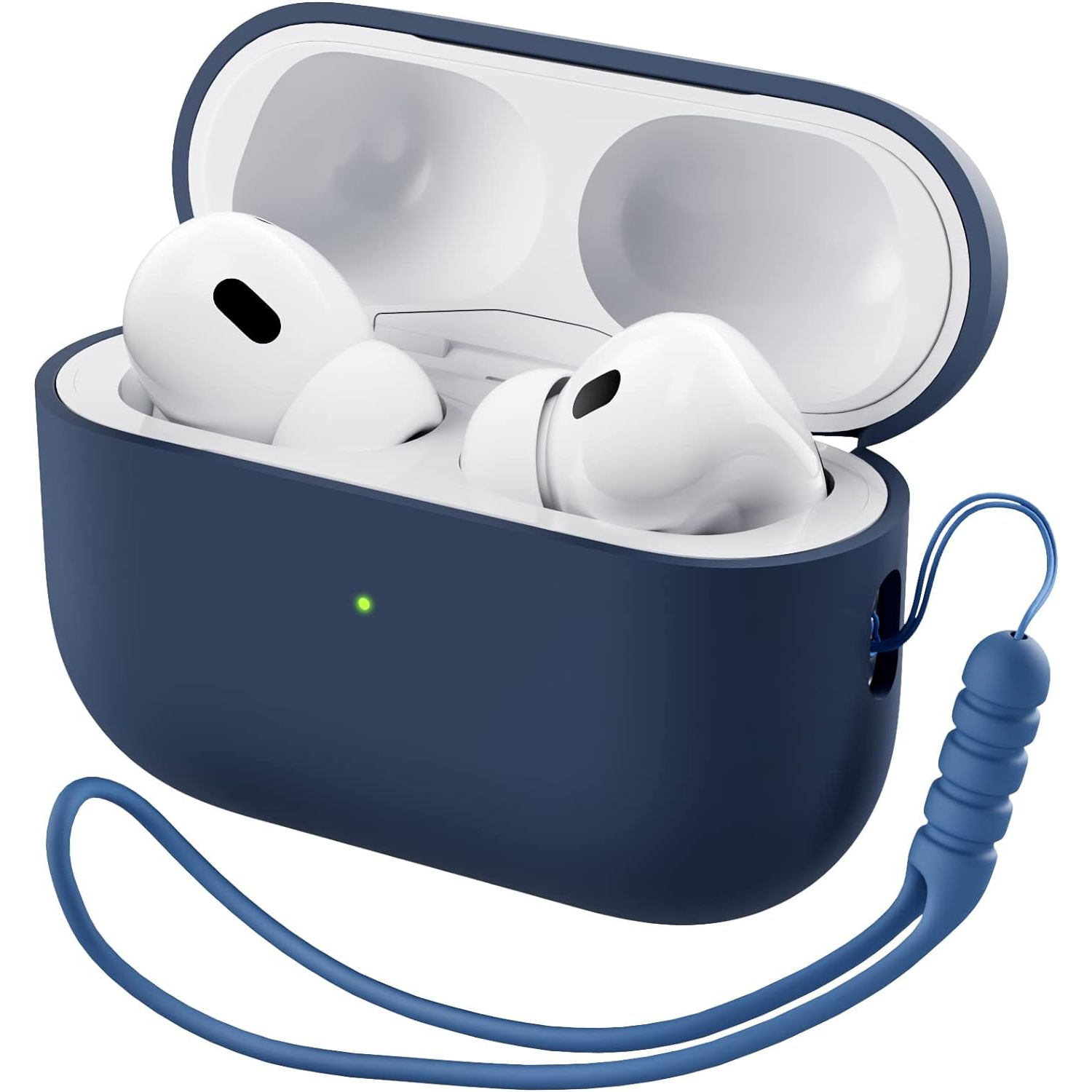 ORNARTO pour étui AirPods Pro 2, étui protecteur en silicone liquide pour AirPods Pro 2nd génération avec cordon Étui souple en silicone visible à
