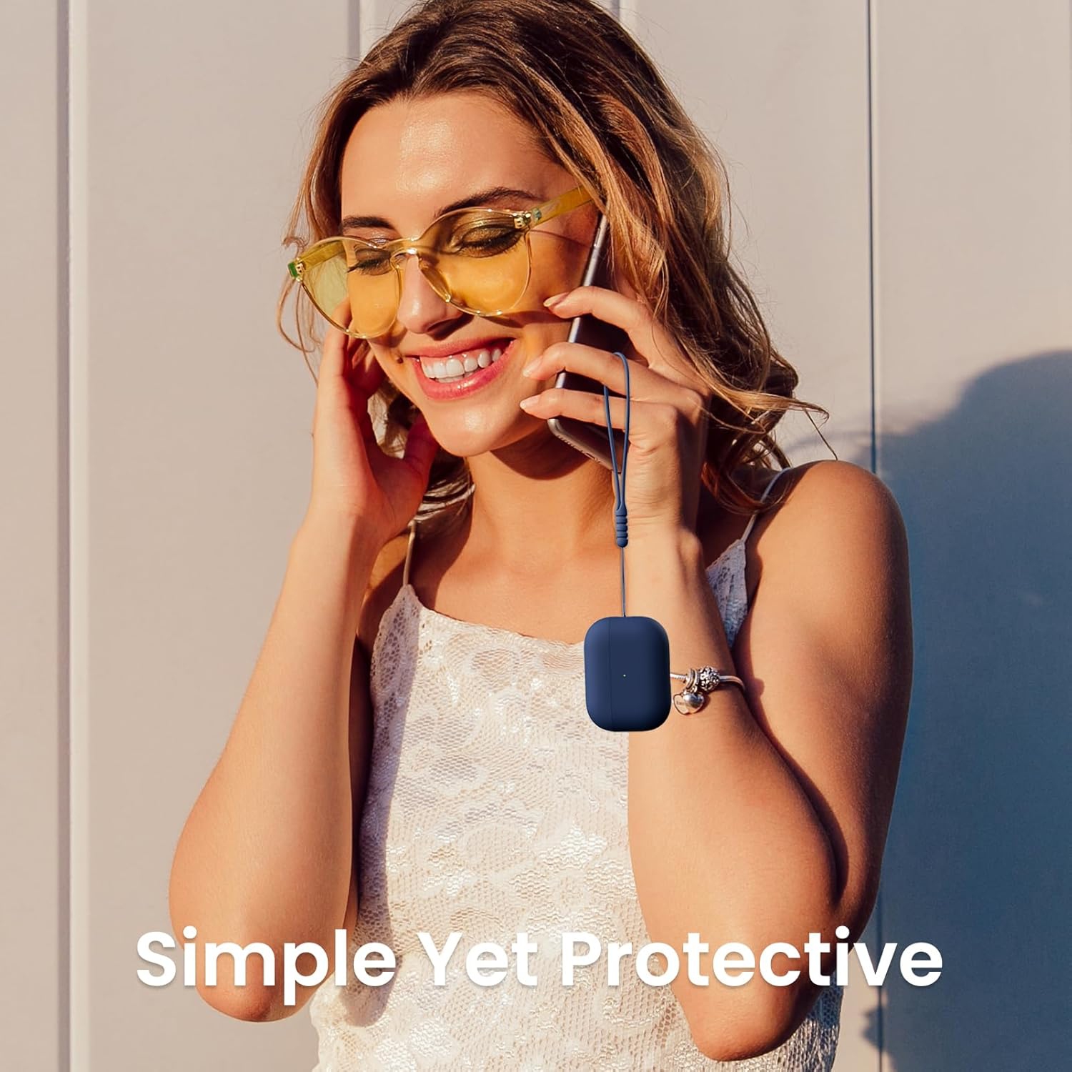 ORNARTO pour étui AirPods Pro 2, étui protecteur en silicone liquide pour AirPods Pro 2nd génération avec cordon Étui souple en silicone visible à