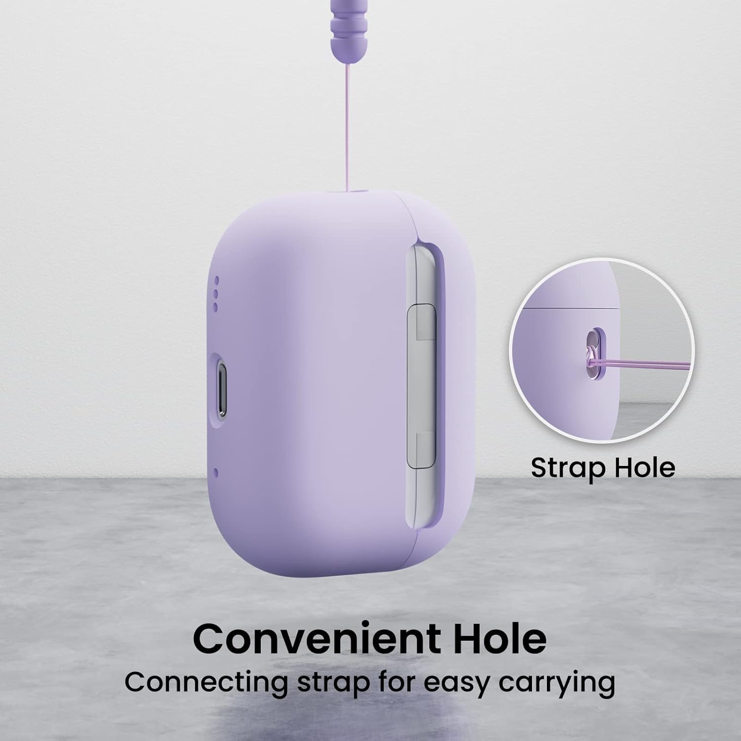 ORNARTO pour étui AirPods Pro 2, étui protecteur en silicone liquide pour AirPods Pro 2nd génération avec cordon Étui souple en silicone visible à