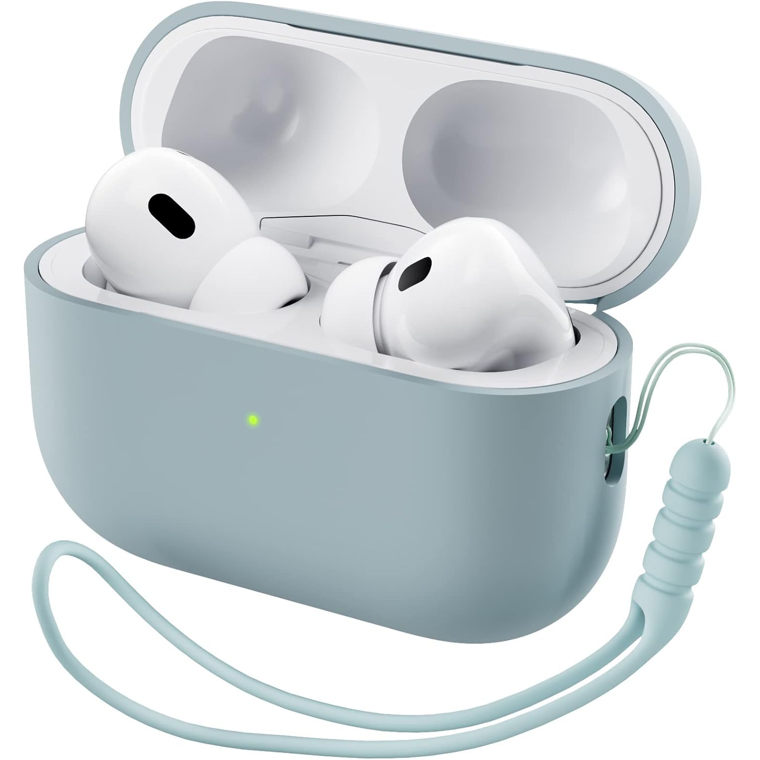 ORNARTO pour étui AirPods Pro 2, étui protecteur en silicone liquide pour AirPods Pro 2nd génération avec cordon Étui souple en silicone visible à