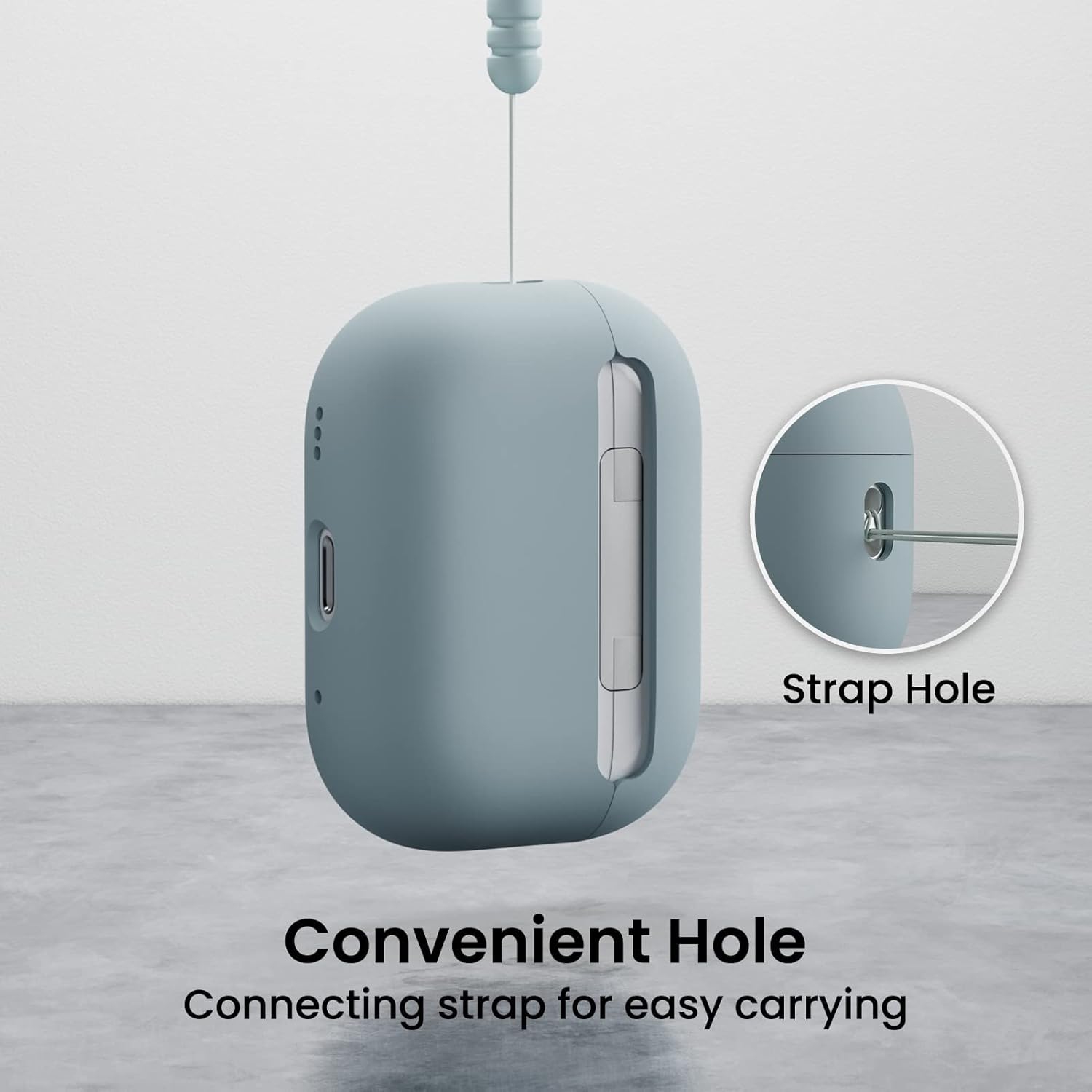 ORNARTO pour étui AirPods Pro 2, étui protecteur en silicone liquide pour AirPods Pro 2nd génération avec cordon Étui souple en silicone visible à