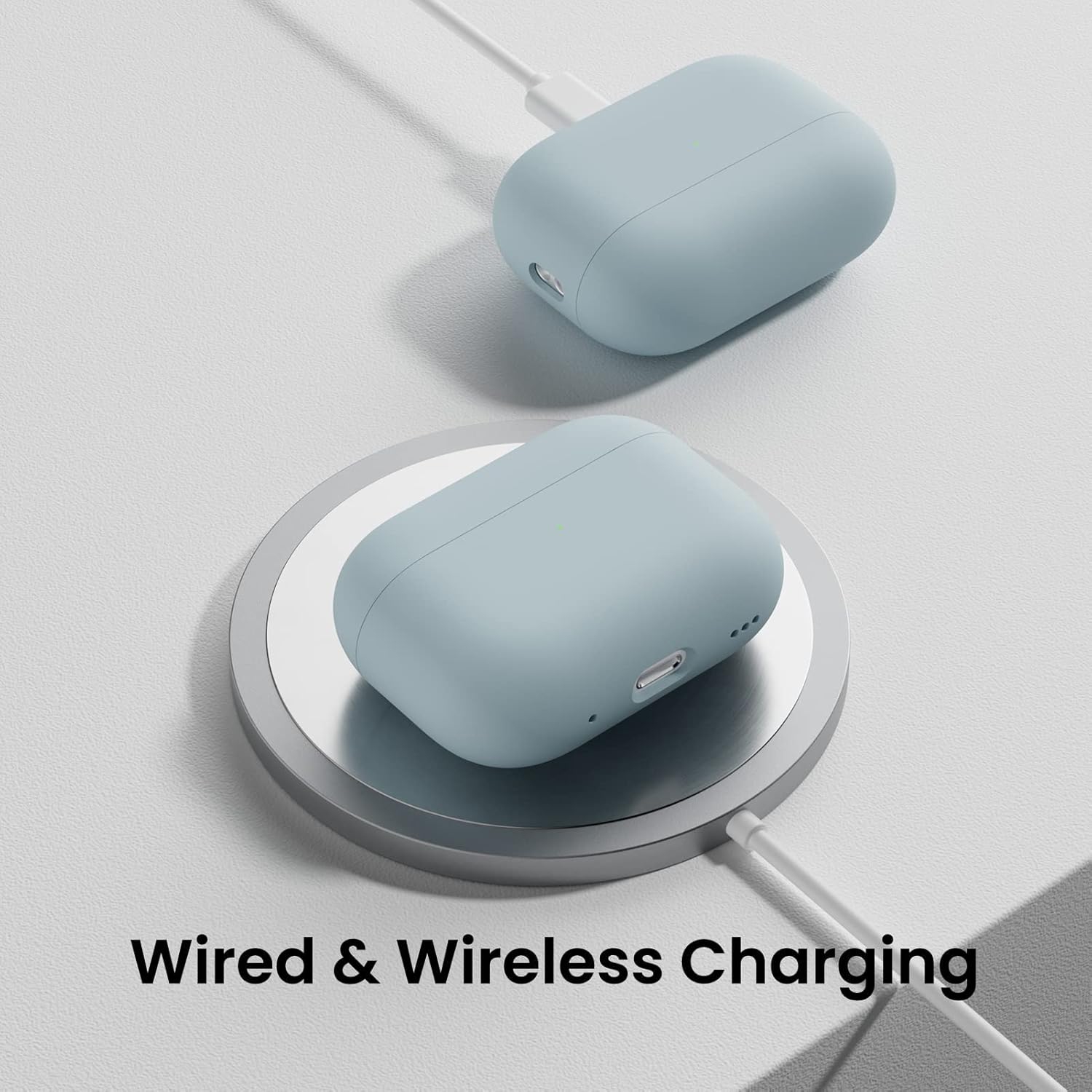 ORNARTO pour étui AirPods Pro 2, étui protecteur en silicone liquide pour AirPods Pro 2nd génération avec cordon Étui souple en silicone visible à