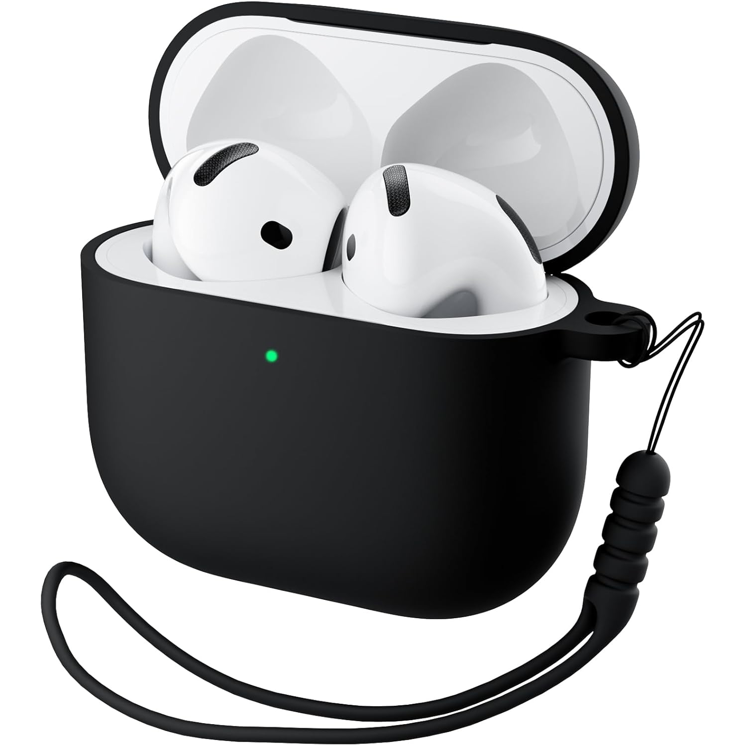 ORNARTO for AirPods 4th Generation Case, Protective Liquid Silicone Case Cover for AirPods 4th Generation with Lanyard Soft Skin Front LED Visible