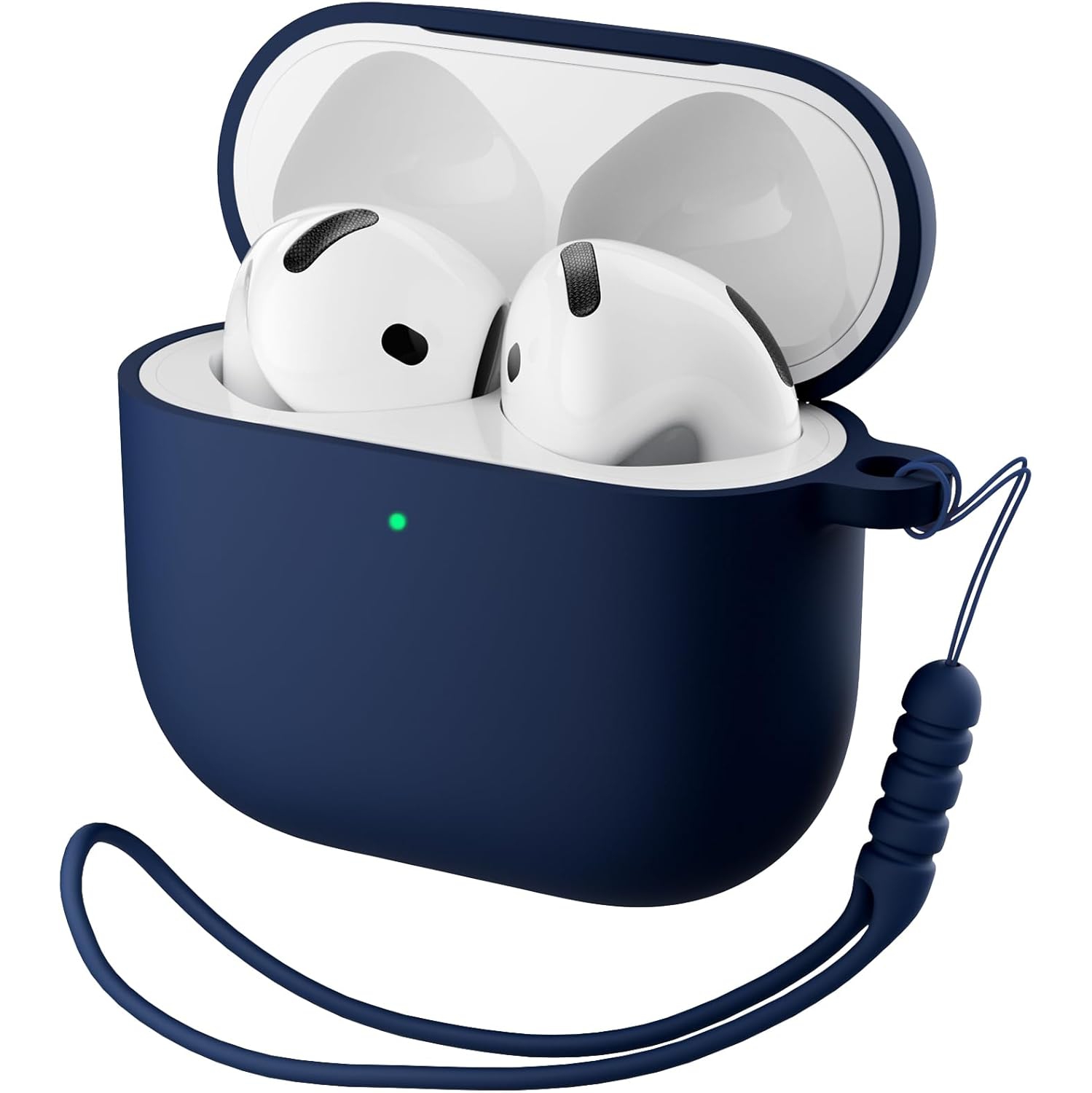 ORNARTO for AirPods 4th Generation Case, Protective Liquid Silicone Case Cover for AirPods 4th Generation with Lanyard Soft Skin Front LED Visible