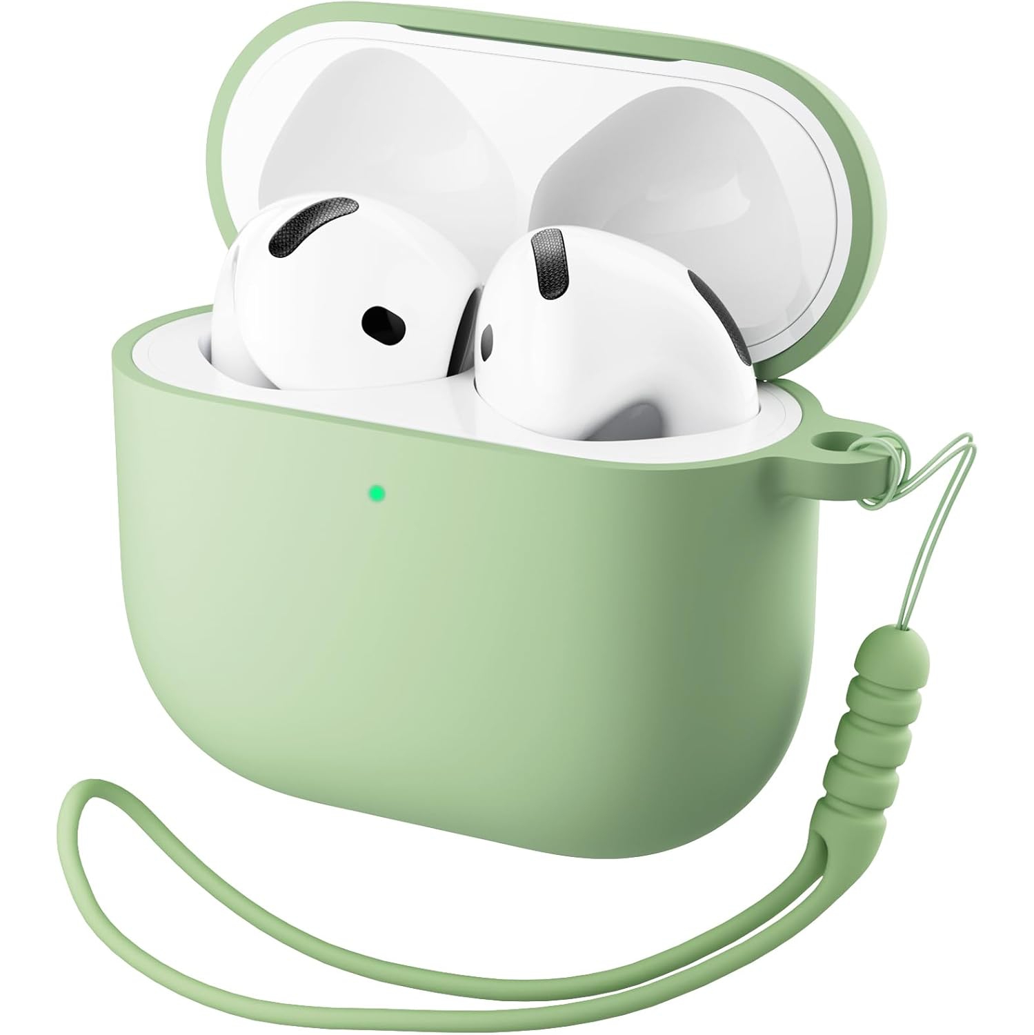 ORNARTO for AirPods 4th Generation Case, Protective Liquid Silicone Case Cover for AirPods 4th Generation with Lanyard Soft Skin Front LED Visible