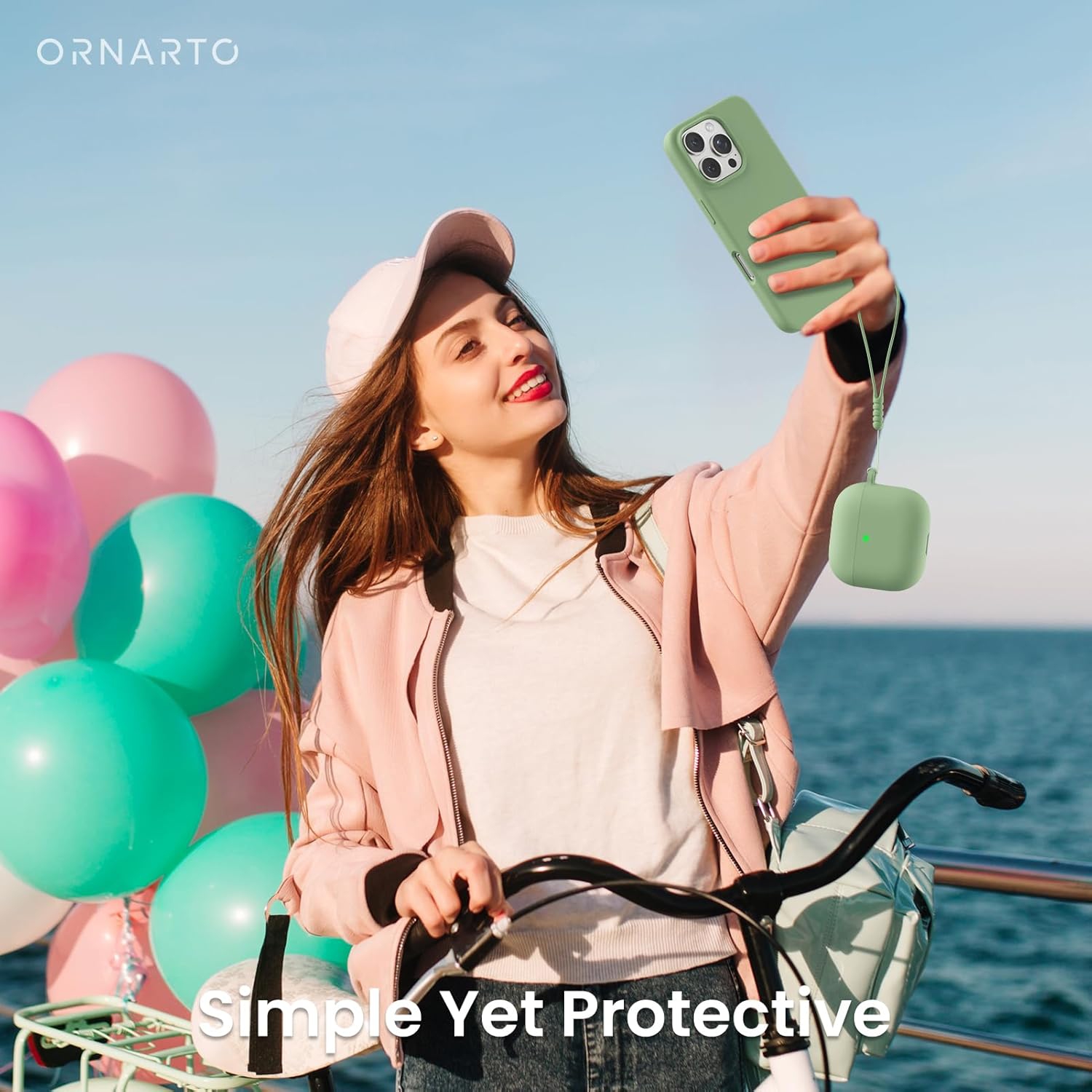 ORNARTO for AirPods 4th Generation Case, Protective Liquid Silicone Case Cover for AirPods 4th Generation with Lanyard Soft Skin Front LED Visible